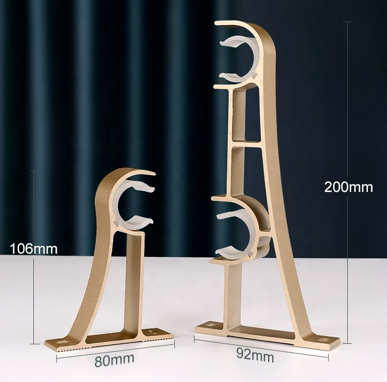 28mm Single Rod U-Shaped Heavy Duty Metal Wall Curtain Rod Bracket, Modern Luxury Home Wedding Decor