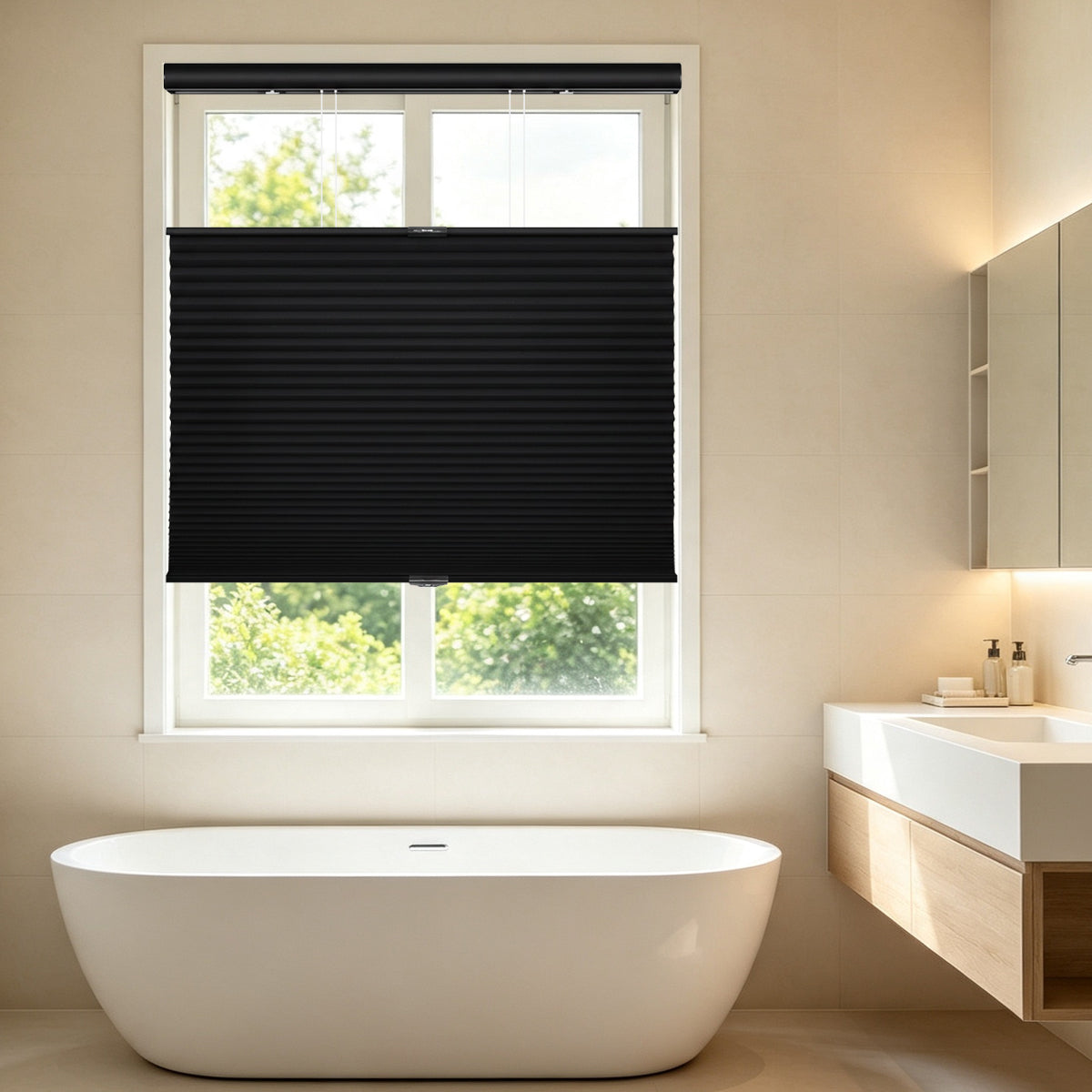 Cordless Top Down Bottom Up Blackout Honeycomb Shades