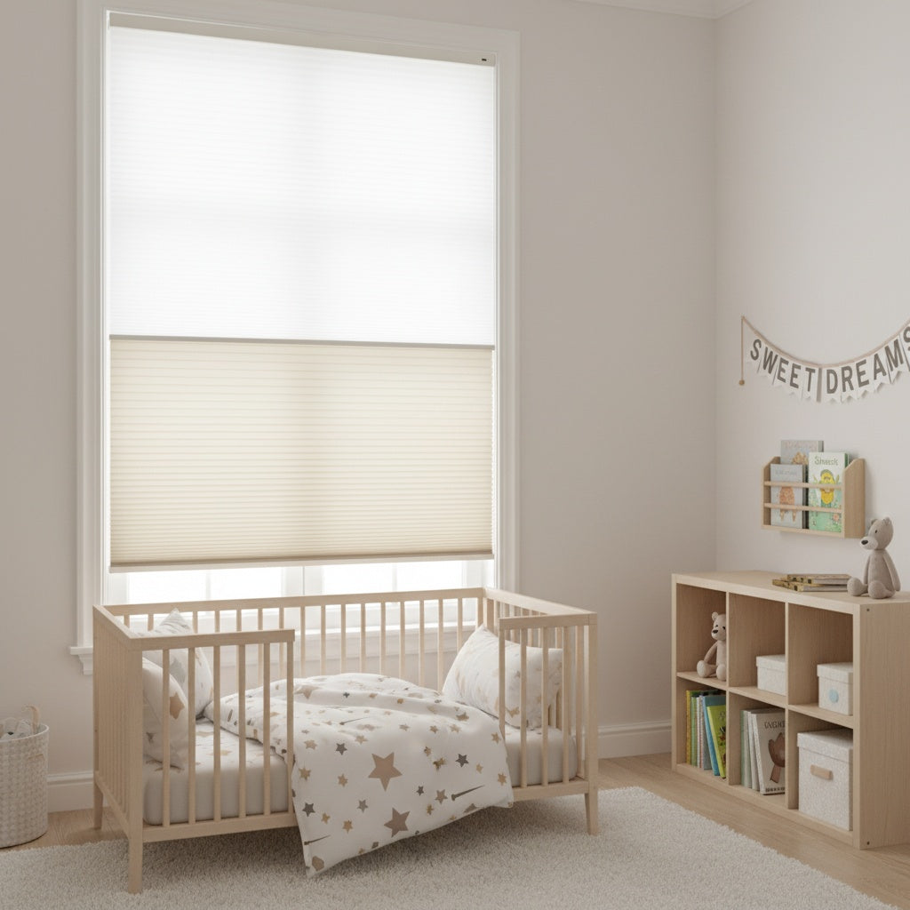 Smart Electric Remote Honeycomb Blinds Double-Fabric Cordless Easy No-Drill Mount