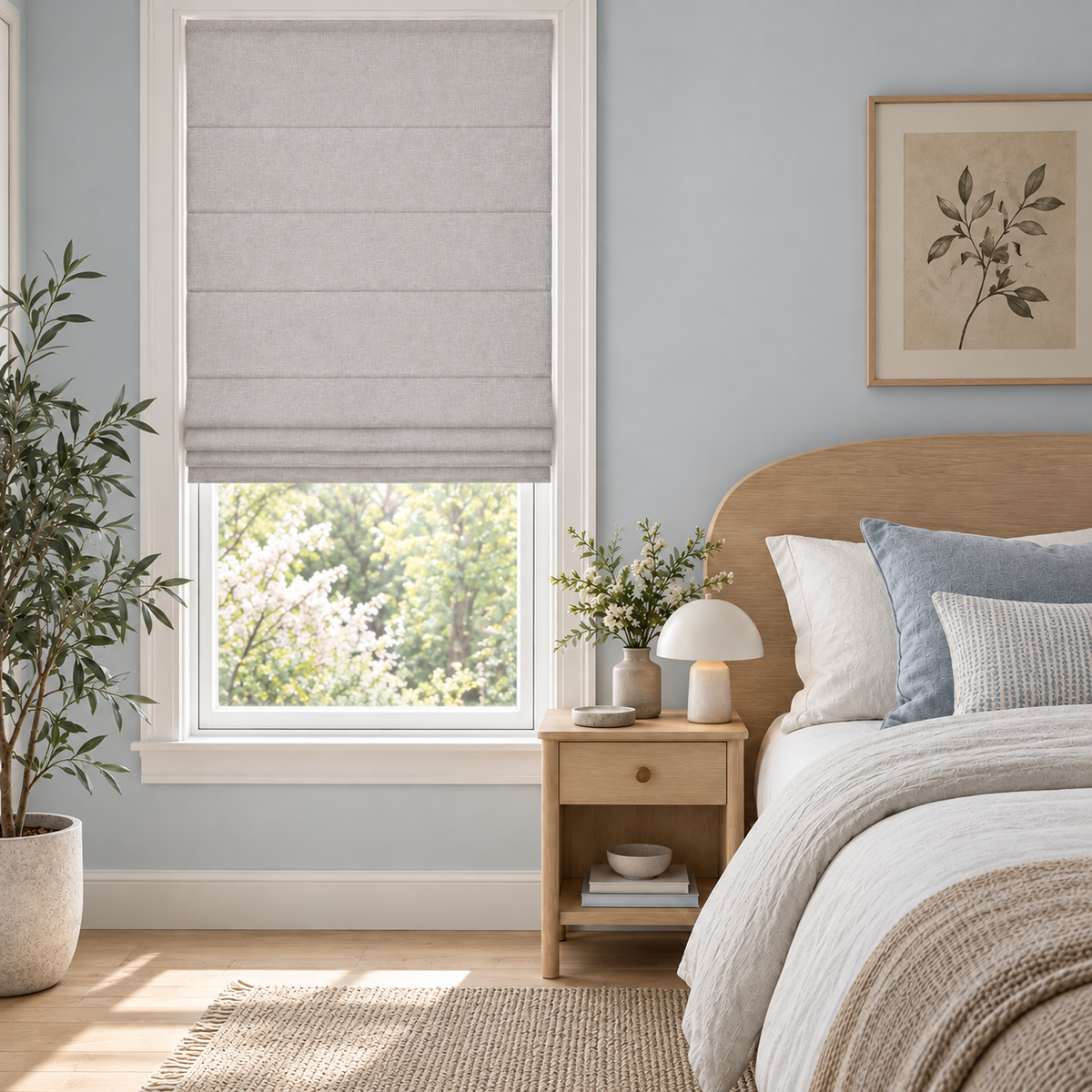 Custom No Drill Cordless Blackout Roman Shades – Thermal Comfort