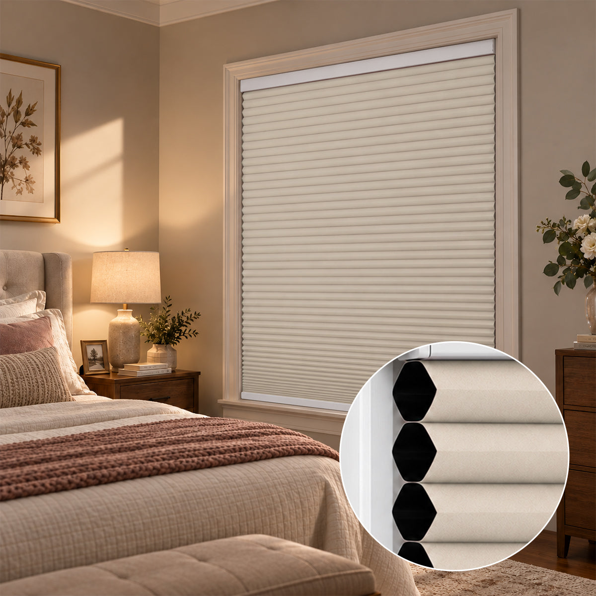 No Drill Blackout Cellular Shades Cordless 45mm Honeycomb Shades