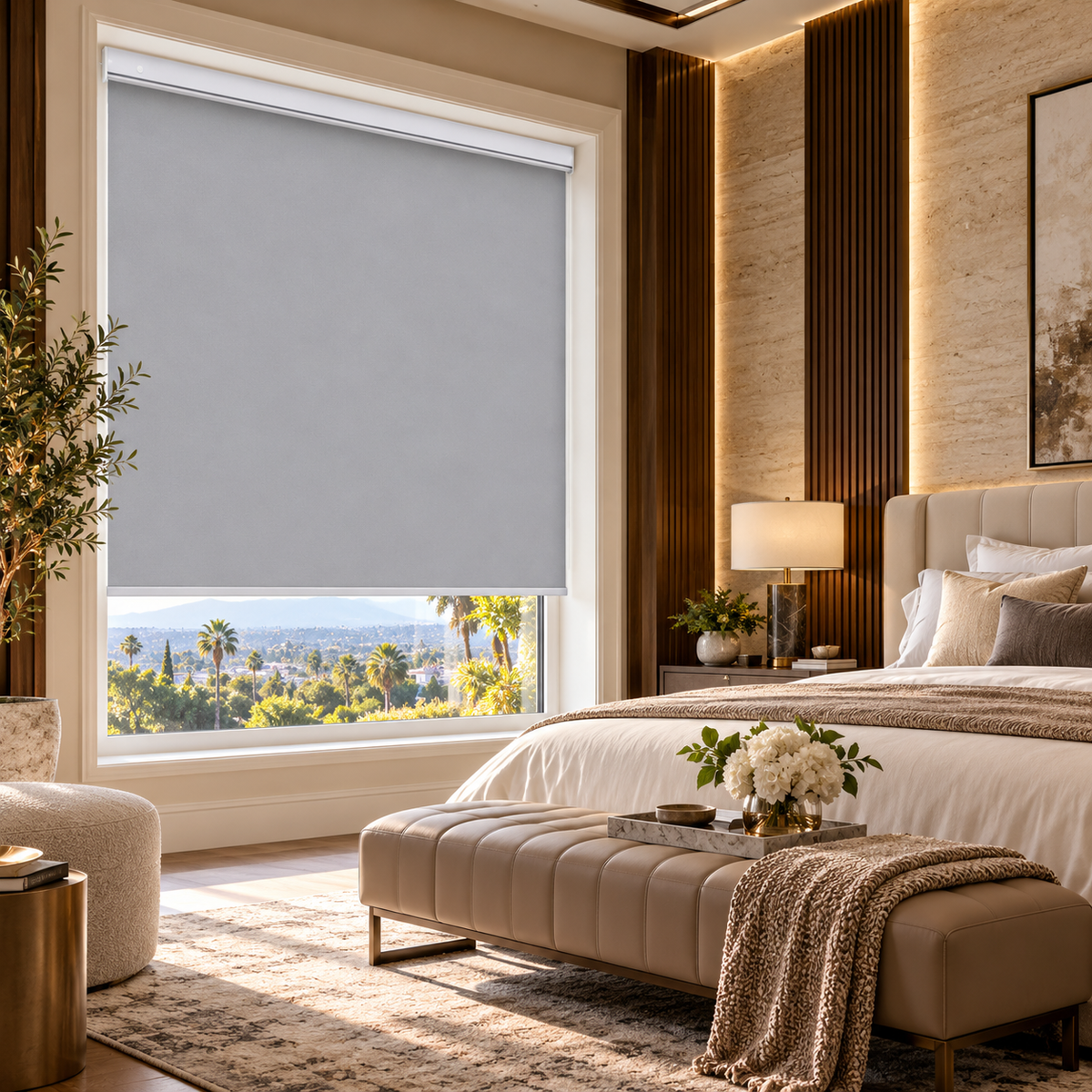 No-Drill Cordless Blackout Roller Shades – Fire-Retardant Custom Window Blinds