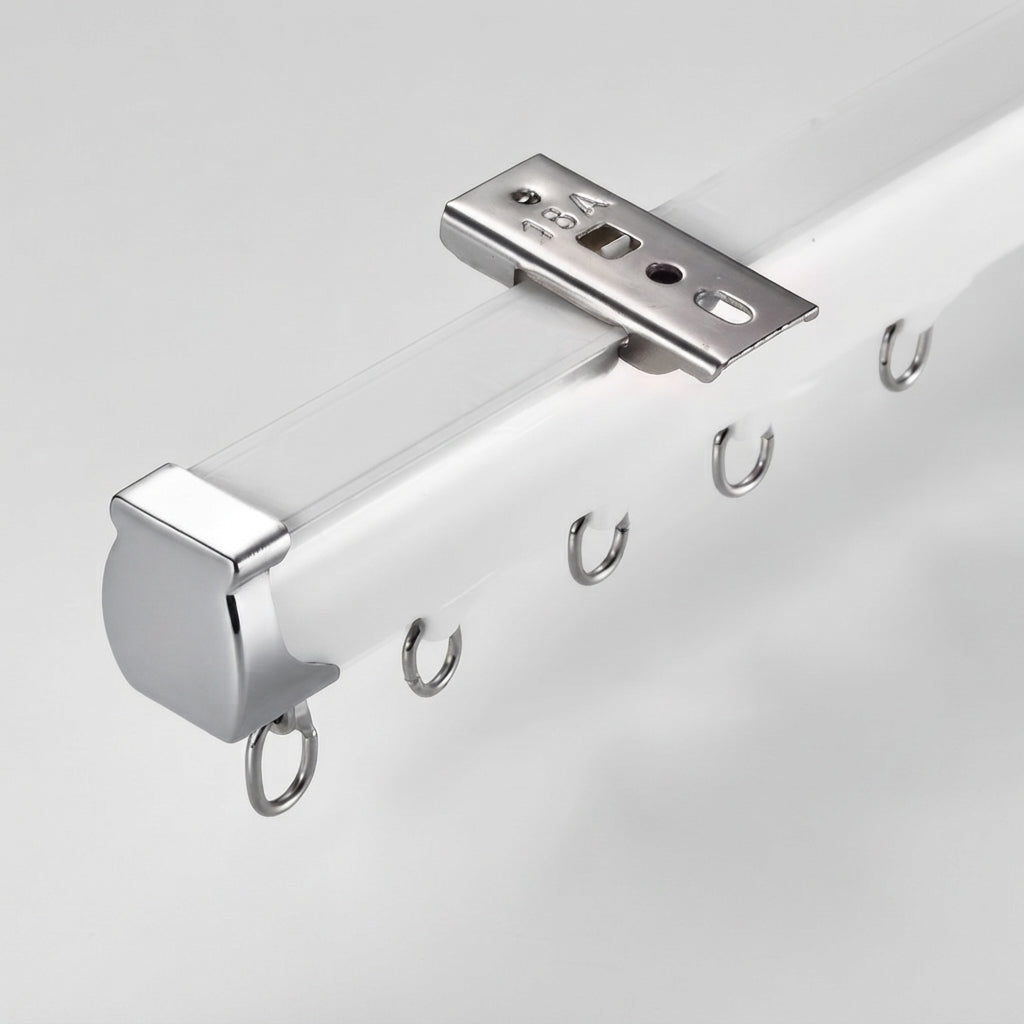 1.0mm Thick Heavy Duty Aluminum Curtain Track Rail, Silent Sliding, Ceiling & Wall Mount, Custom Length Up to 6m for Home