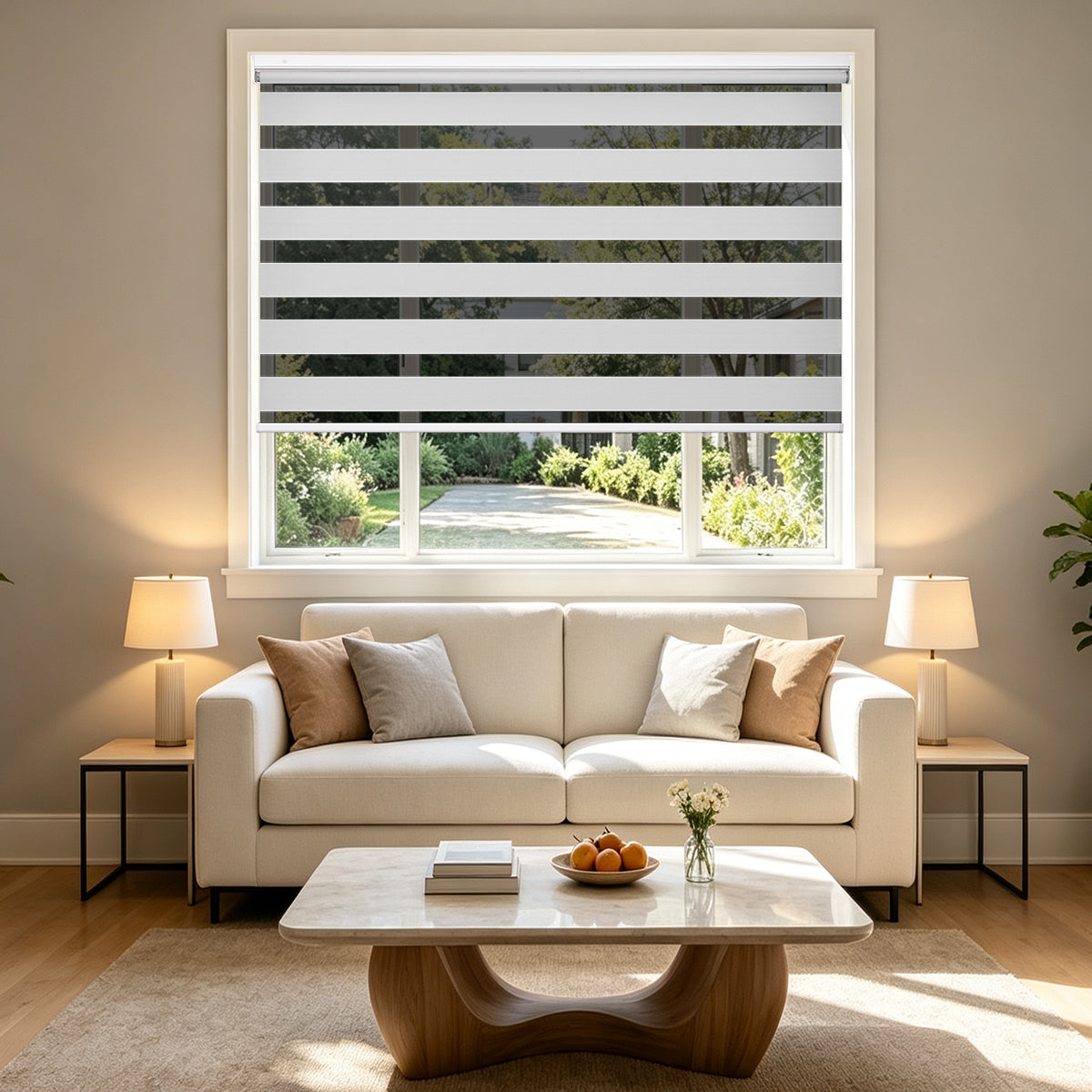 No Drill Cordless Blackout Zebra Shades – 98–100% Light Blocking, Custom Made to Measure