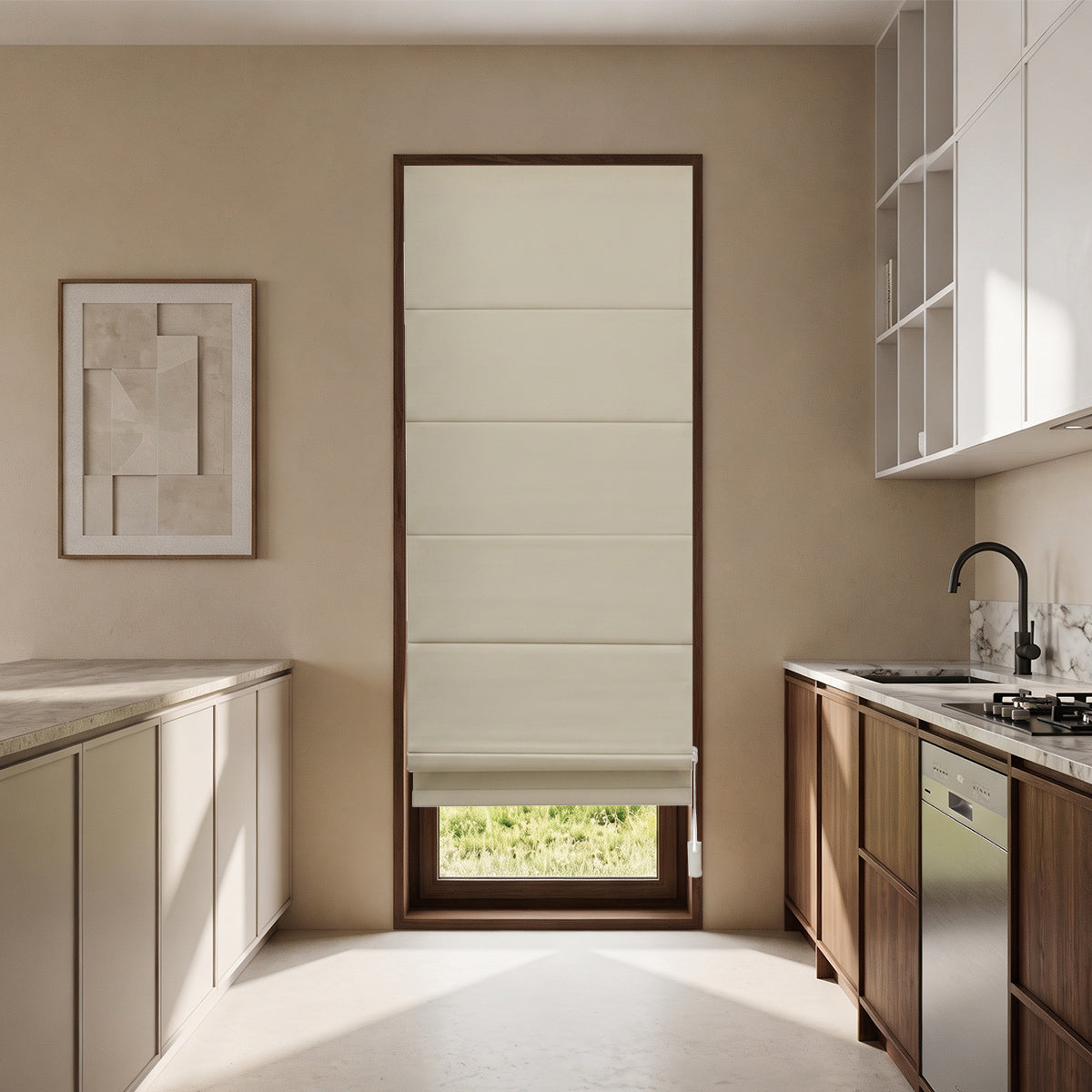 No Drill 100% Blackout Corded Custom Roman Shades For Windows Inside Mount