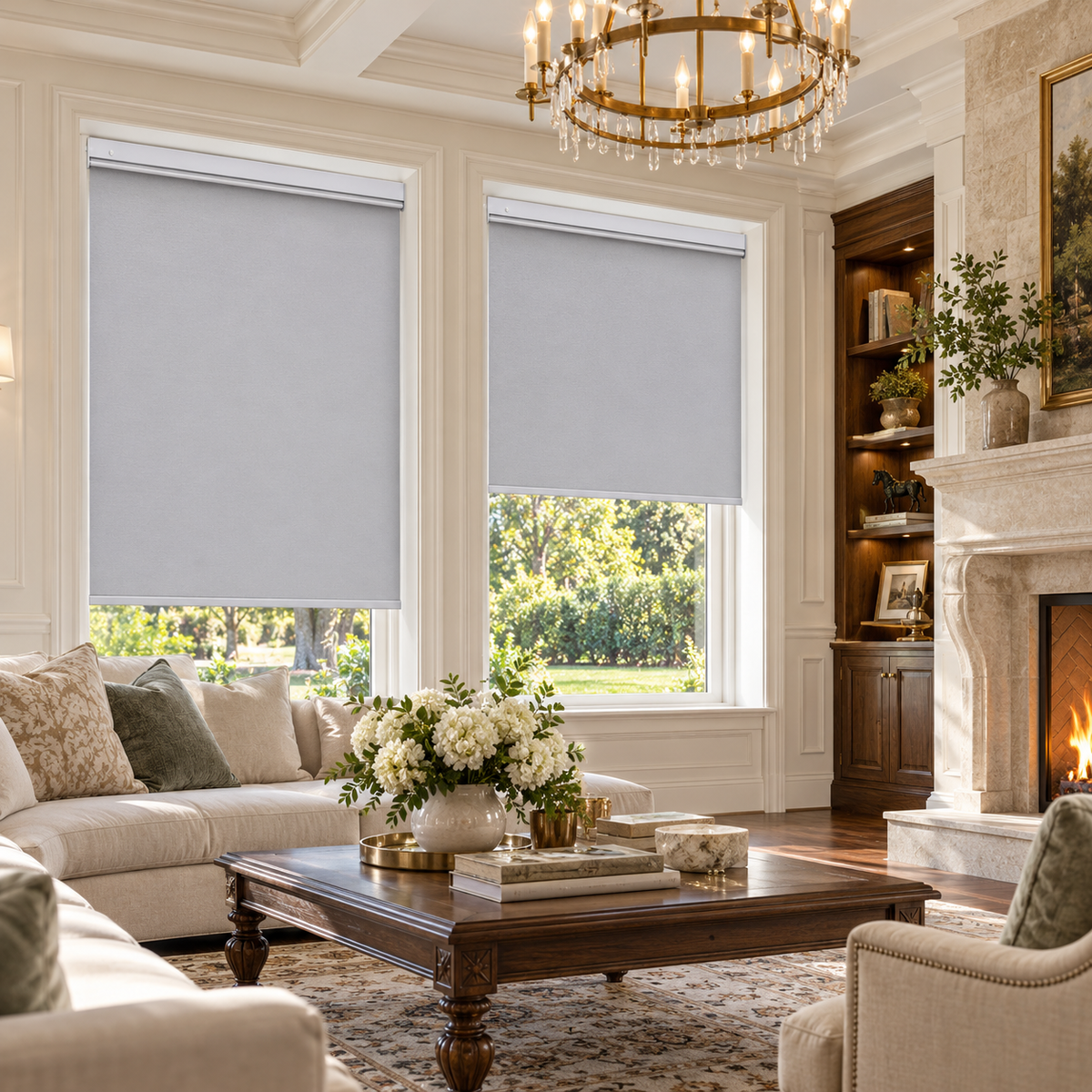 No-Drill Cordless Blackout Roller Shades – Fire-Retardant Custom Window Blinds