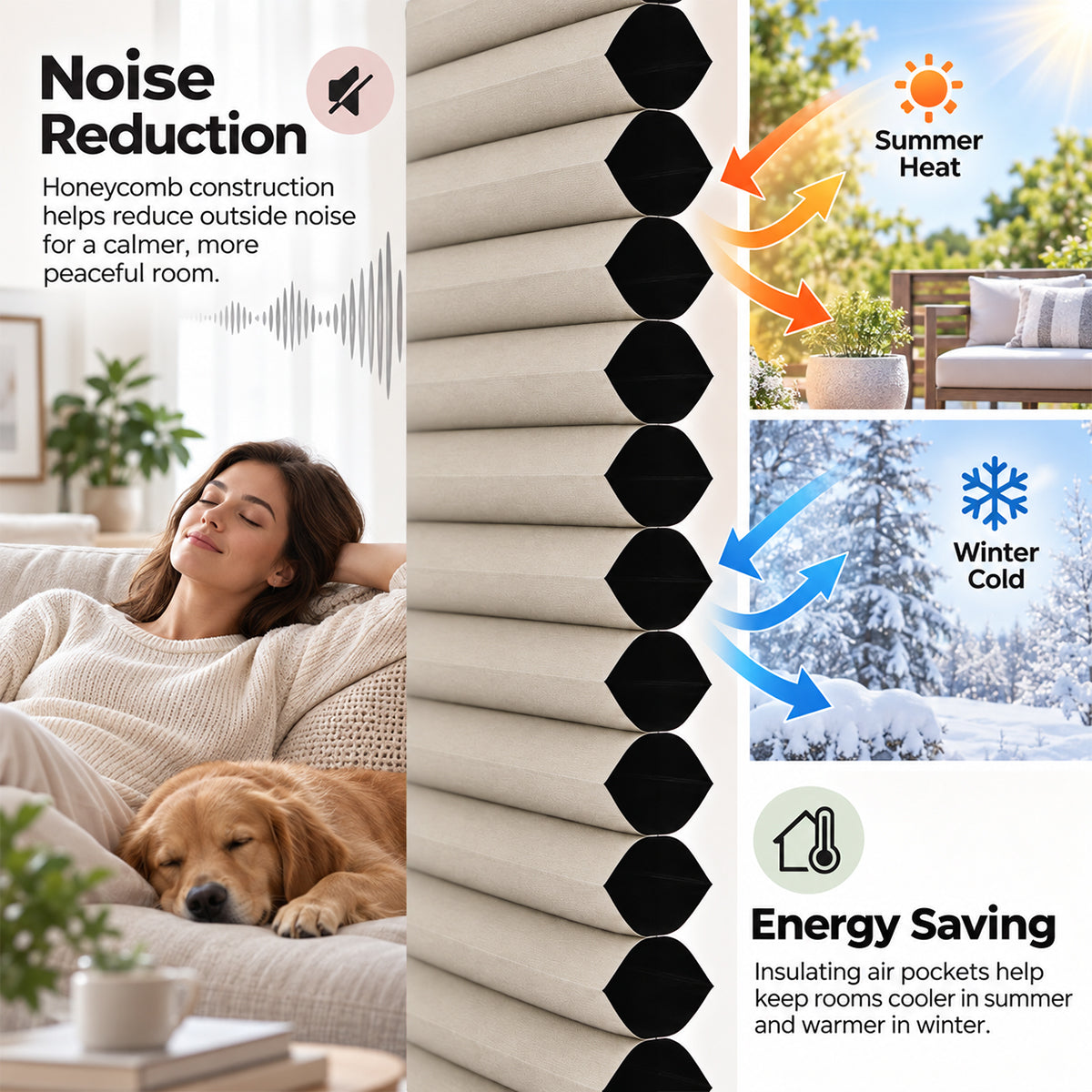 No Drill Blackout Cellular Shades Cordless 45mm Honeycomb Shades