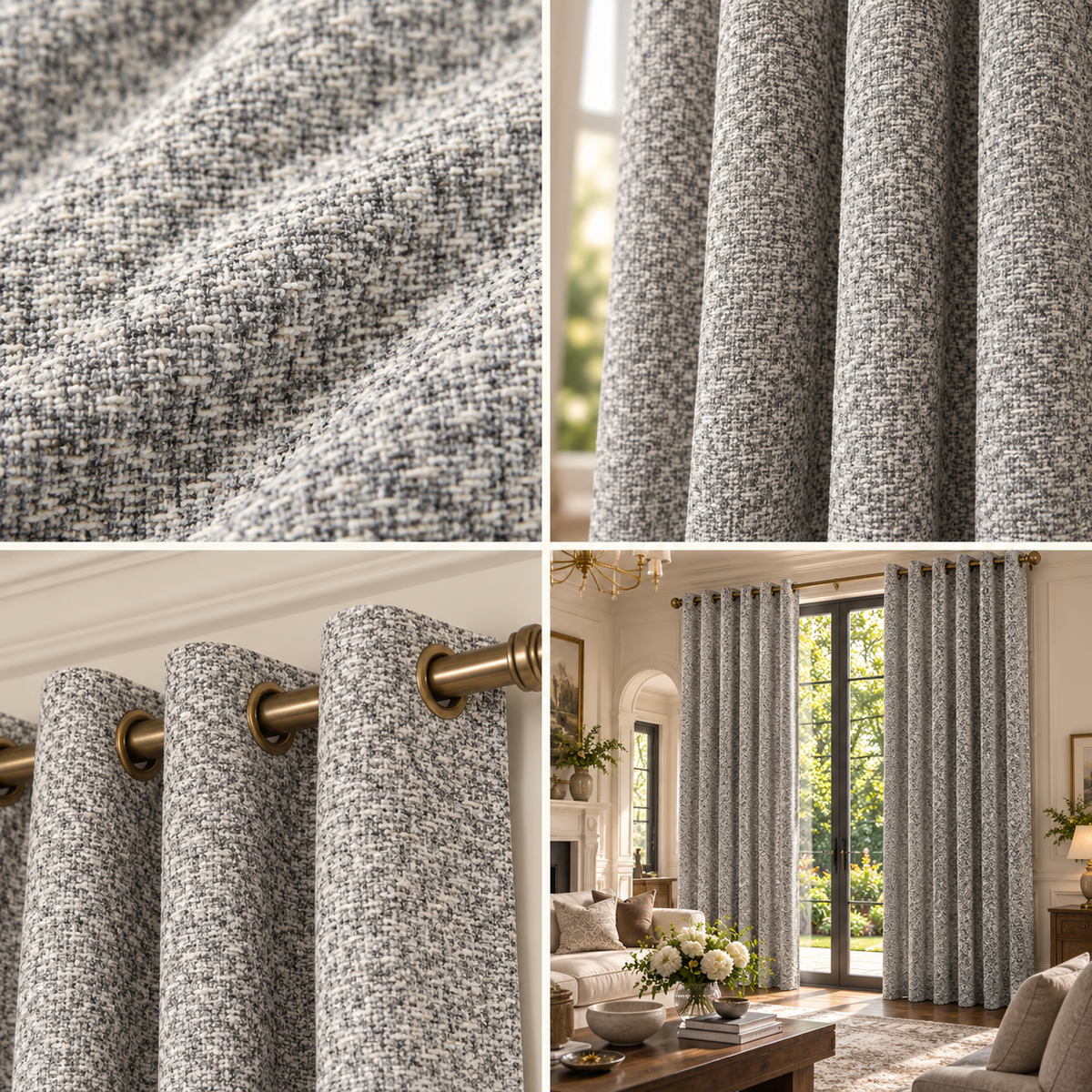 Custom Wool & Linen Blend Grommet Curtains – Cozy Heavyweight Drapes for Fall & Winter