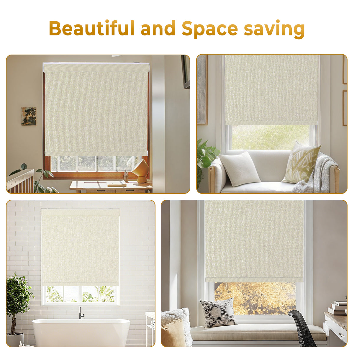 Smart Motorized Blinds with Remote, Cordless Automatic Roller Shades, Blackout Electric Blind Drilled Cassette for Windows