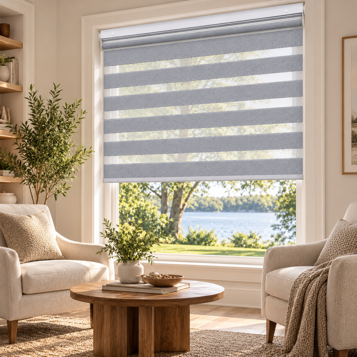 No-Drill Cordless Room-Darkening Zebra Shades – Dual-End Mount