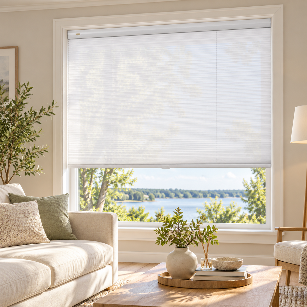 Custom No-Drill Cordless Sheer Cellular Shades – 25mm Honeycomb Blinds