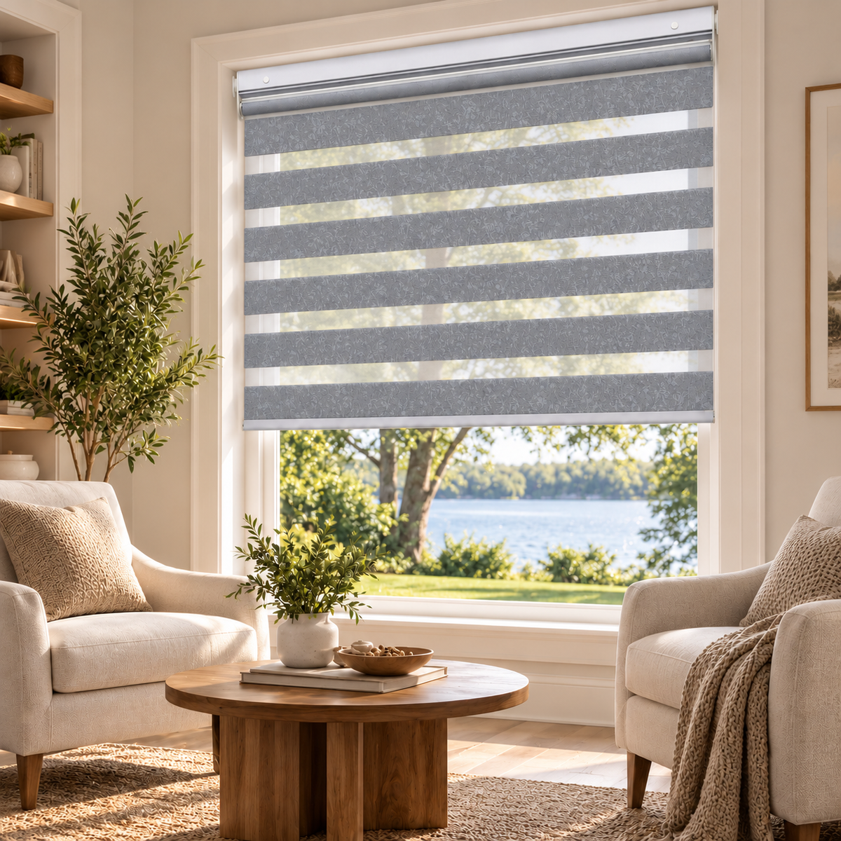 No-Drill Cordless Room-Darkening Zebra Shades – Dual-End Mount