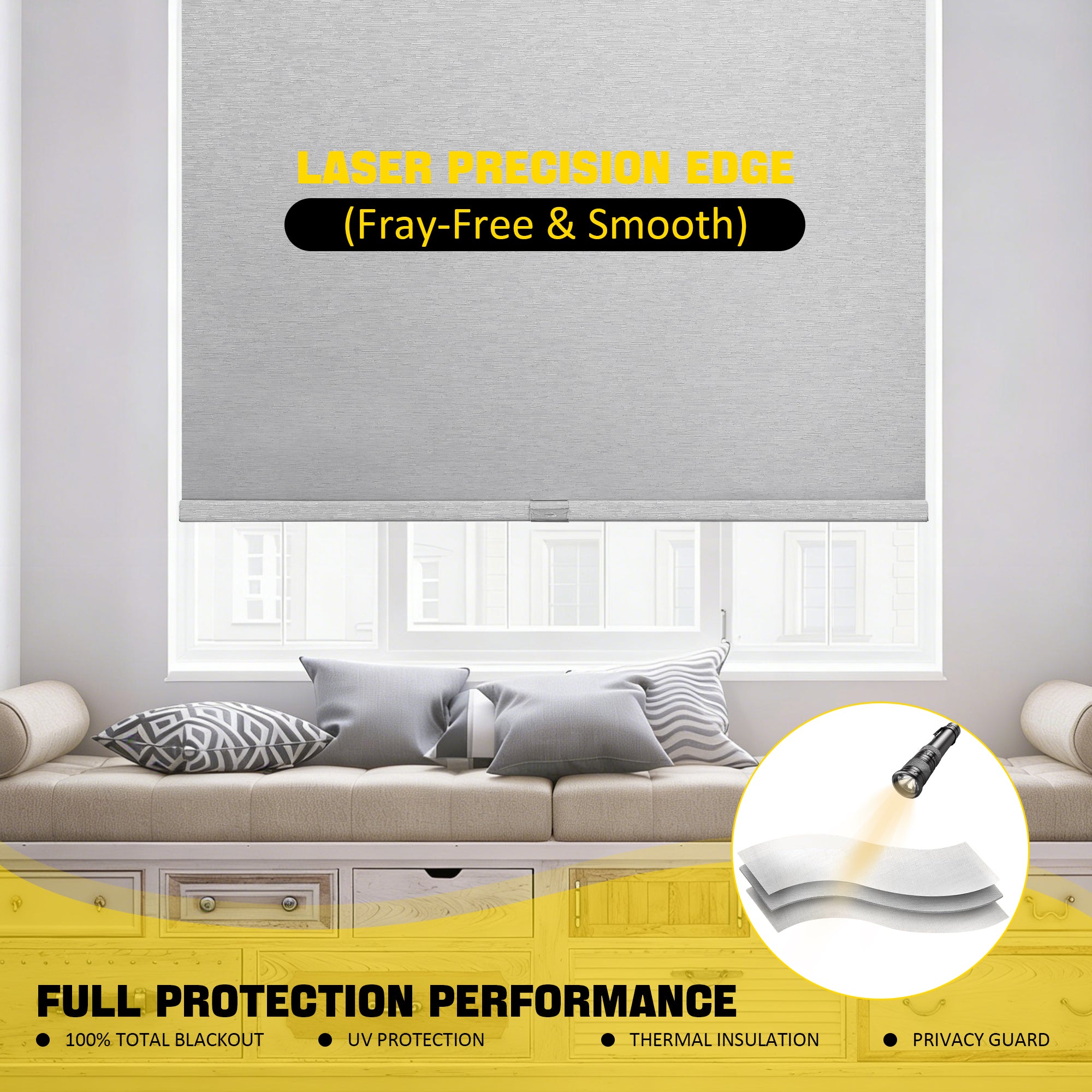 Quick Install Cordless 100% Blackout Roller Shades For Windows