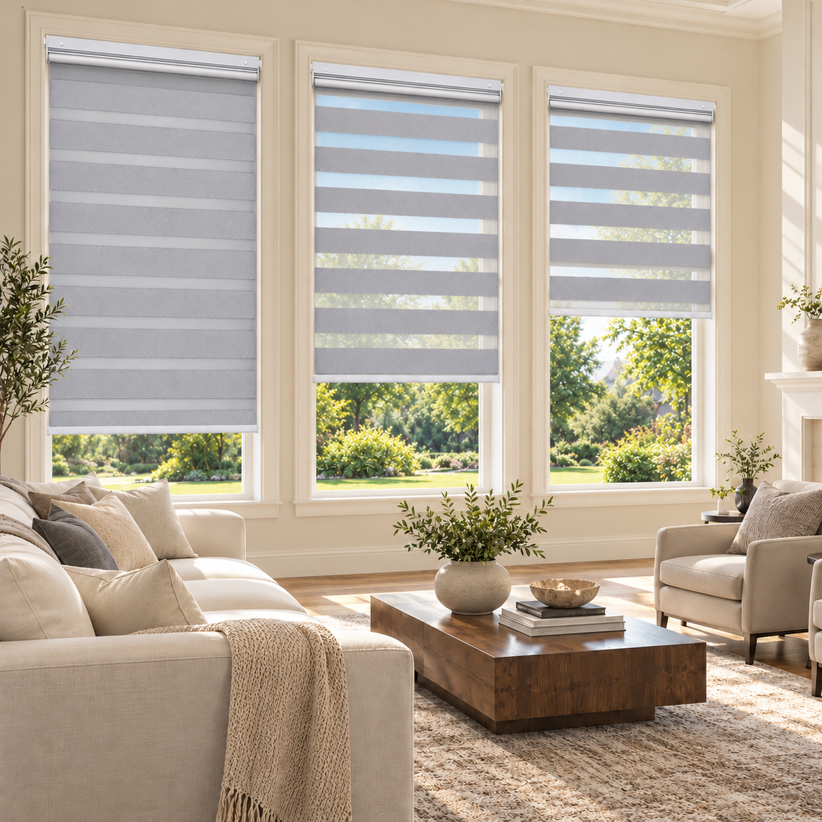 No-Drill Cordless Room-Darkening Zebra Shades – Dual-End Mount