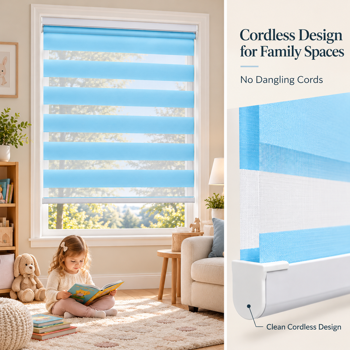 No-Drill Cordless Translucent Zebra Shades – Light Filtering