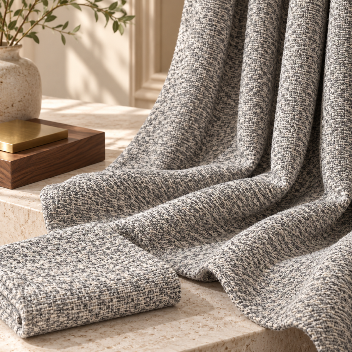 Custom Wool & Linen Blend Grommet Curtains – Cozy Heavyweight Drapes for Fall & Winter