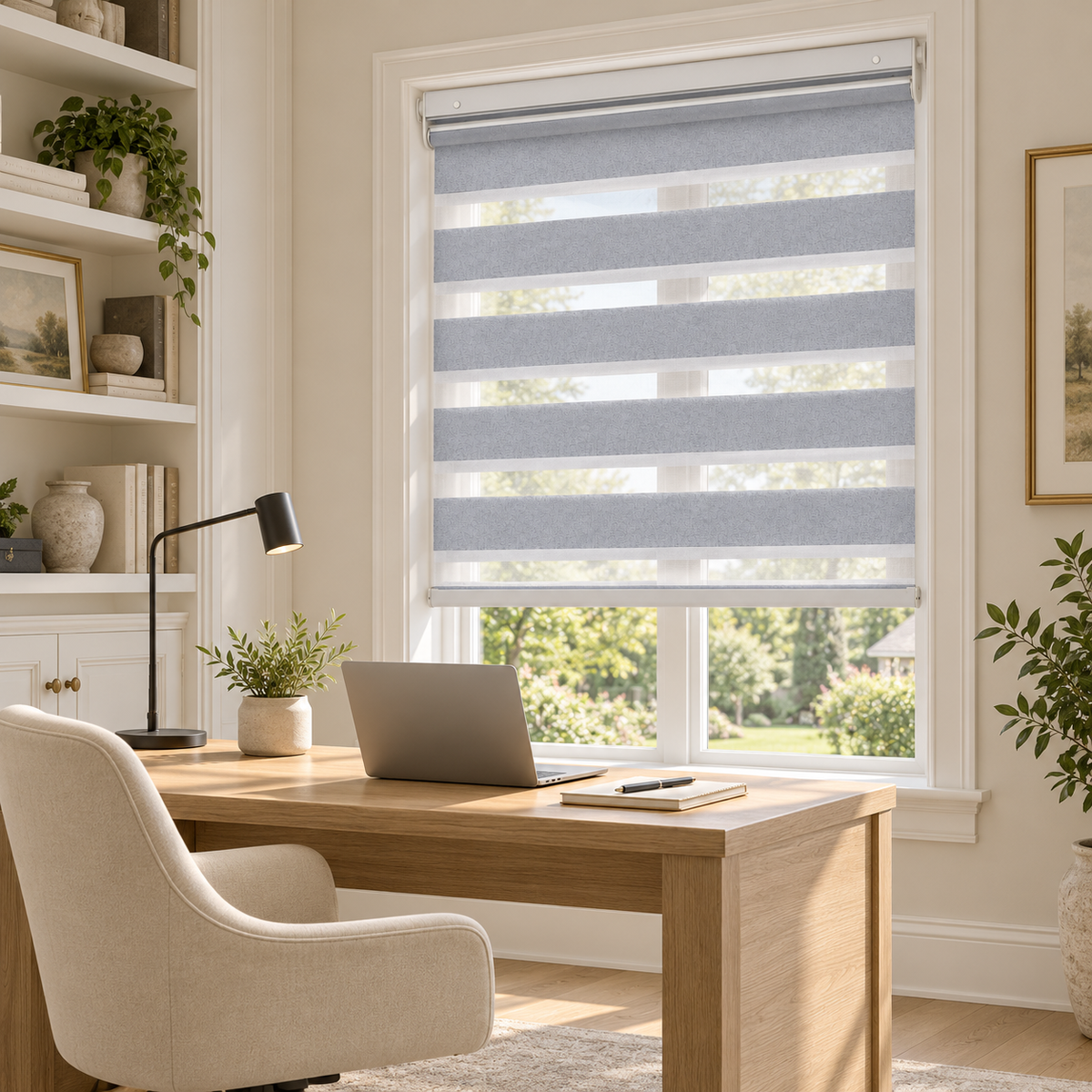 No-Drill Cordless Room-Darkening Zebra Shades – Dual-End Mount