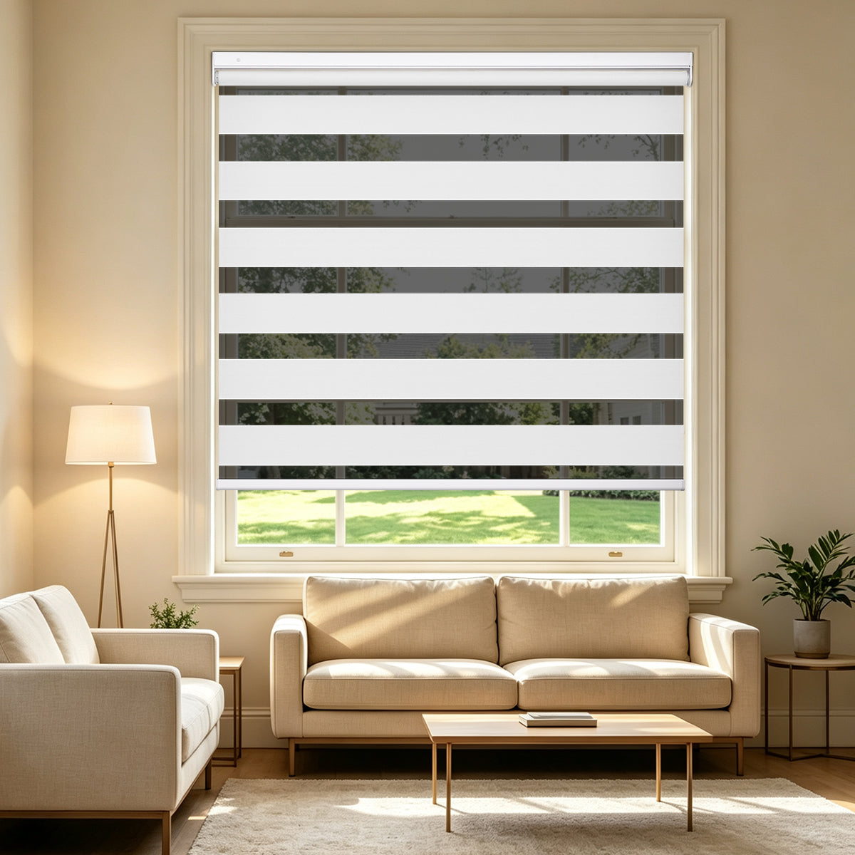 No Drill Cordless Blackout Zebra Shades – 98–100% Light Blocking, Custom Made to Measure