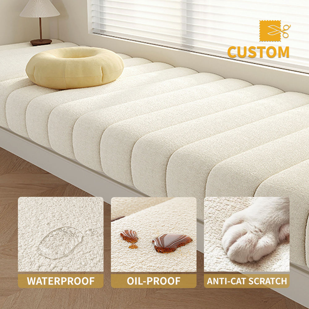 Custom Quilted Indoor Bench Cushions Washable Bay Window Seat Cushions With Foam Filling Resistant to Cat Scratch