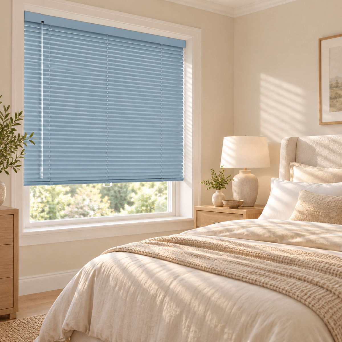 No-Drill Cordless Aluminum Venetian Blinds – Mint Green