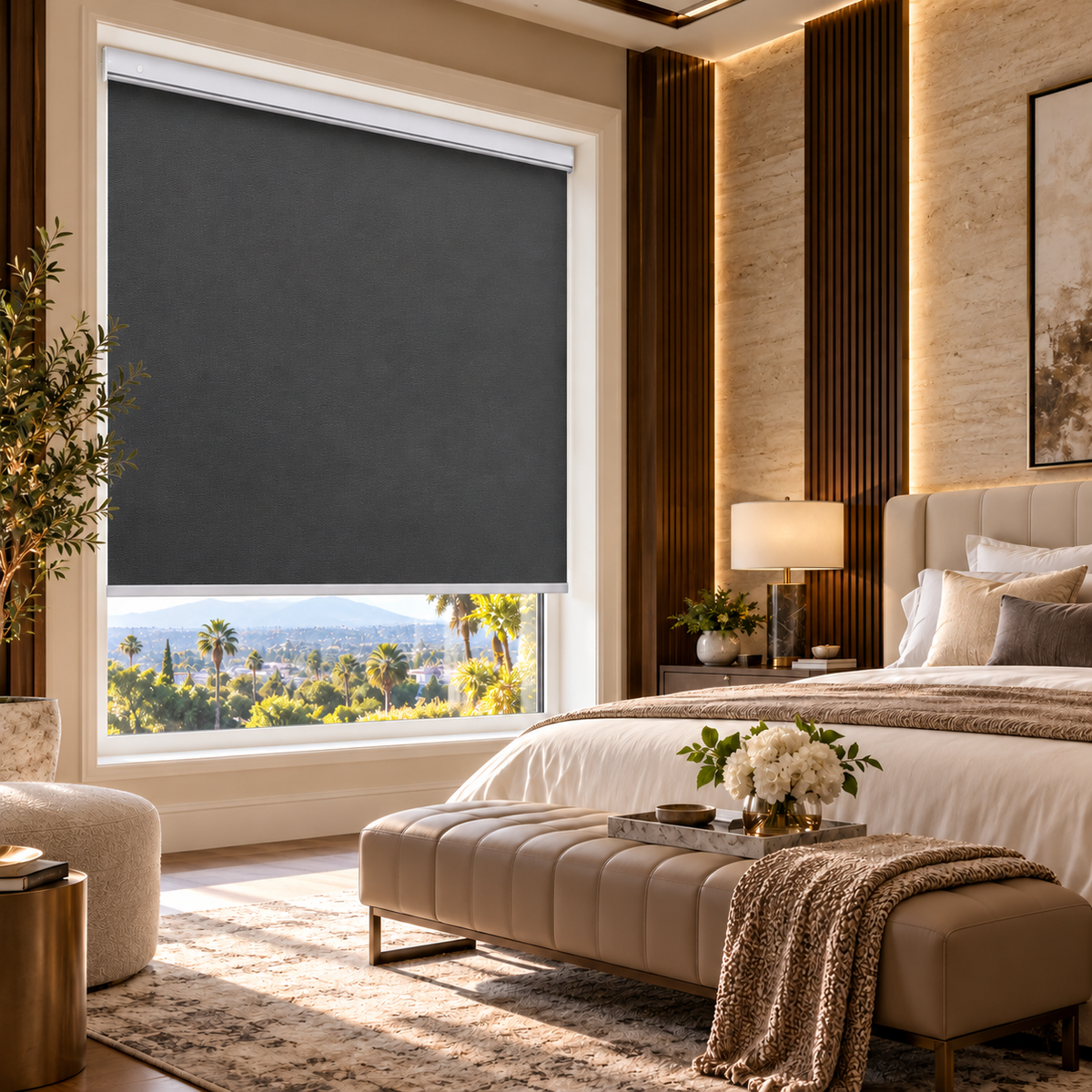 No-Drill Cordless Blackout Roller Shades – Fire-Retardant Custom Window Blinds