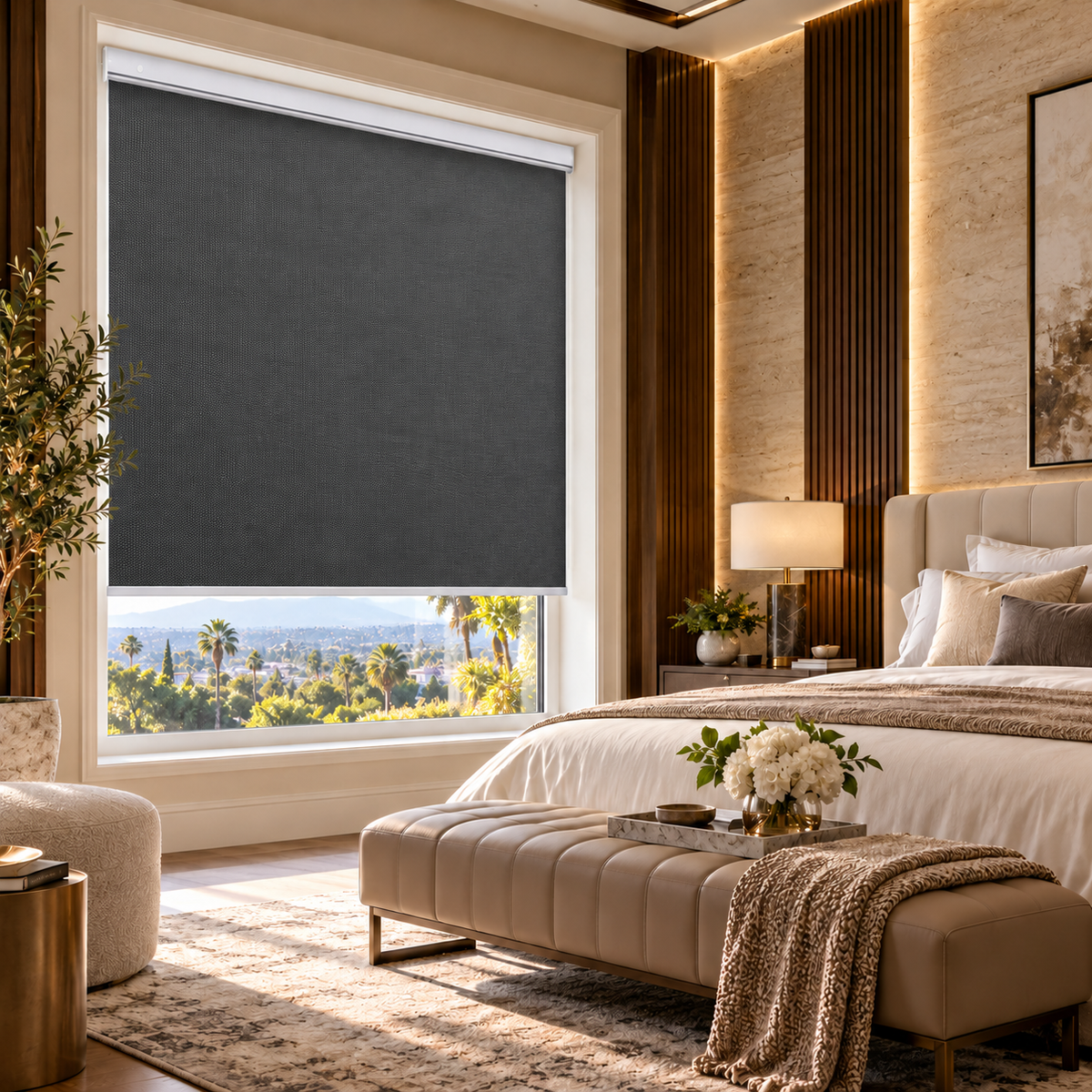 No-Drill Cordless Blackout Roller Shades – Fire-Retardant Custom Window Blinds