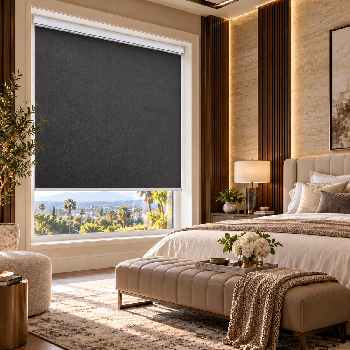 No-Drill Cordless Blackout Roller Shades – Fire-Retardant Custom Window Blinds