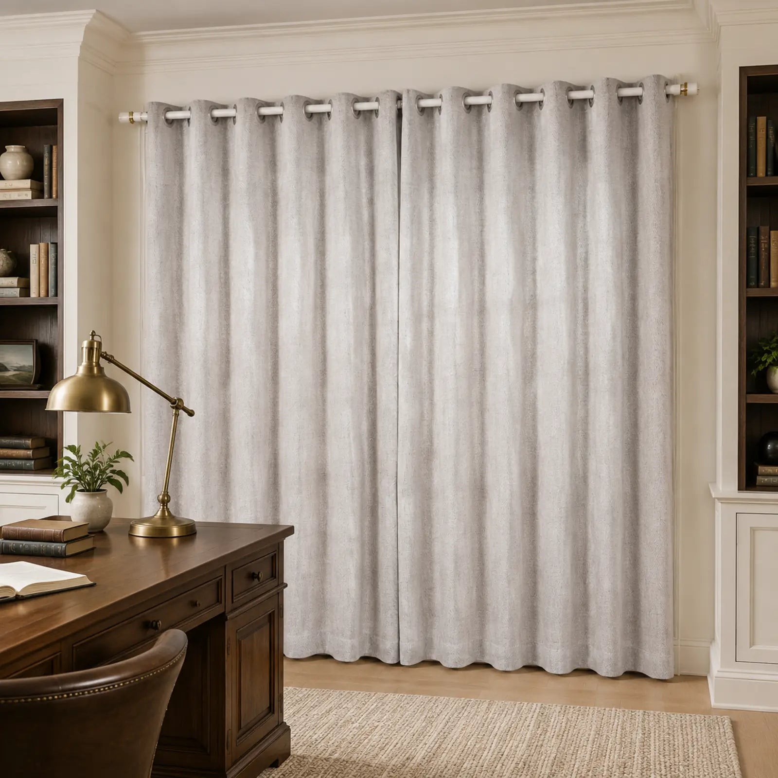 Custom Wool Linen Blend Grommet Curtains – Textured Drapes with Matching Tiebacks