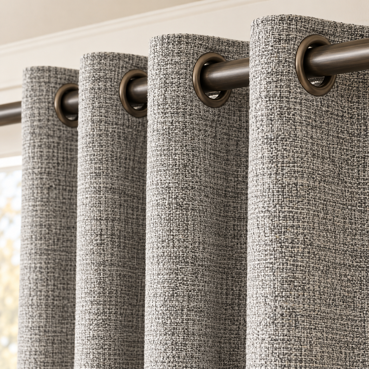 Custom Wool-Linen Blend Grommet Curtains – Cozy Textured Drapes for Fall & Winter