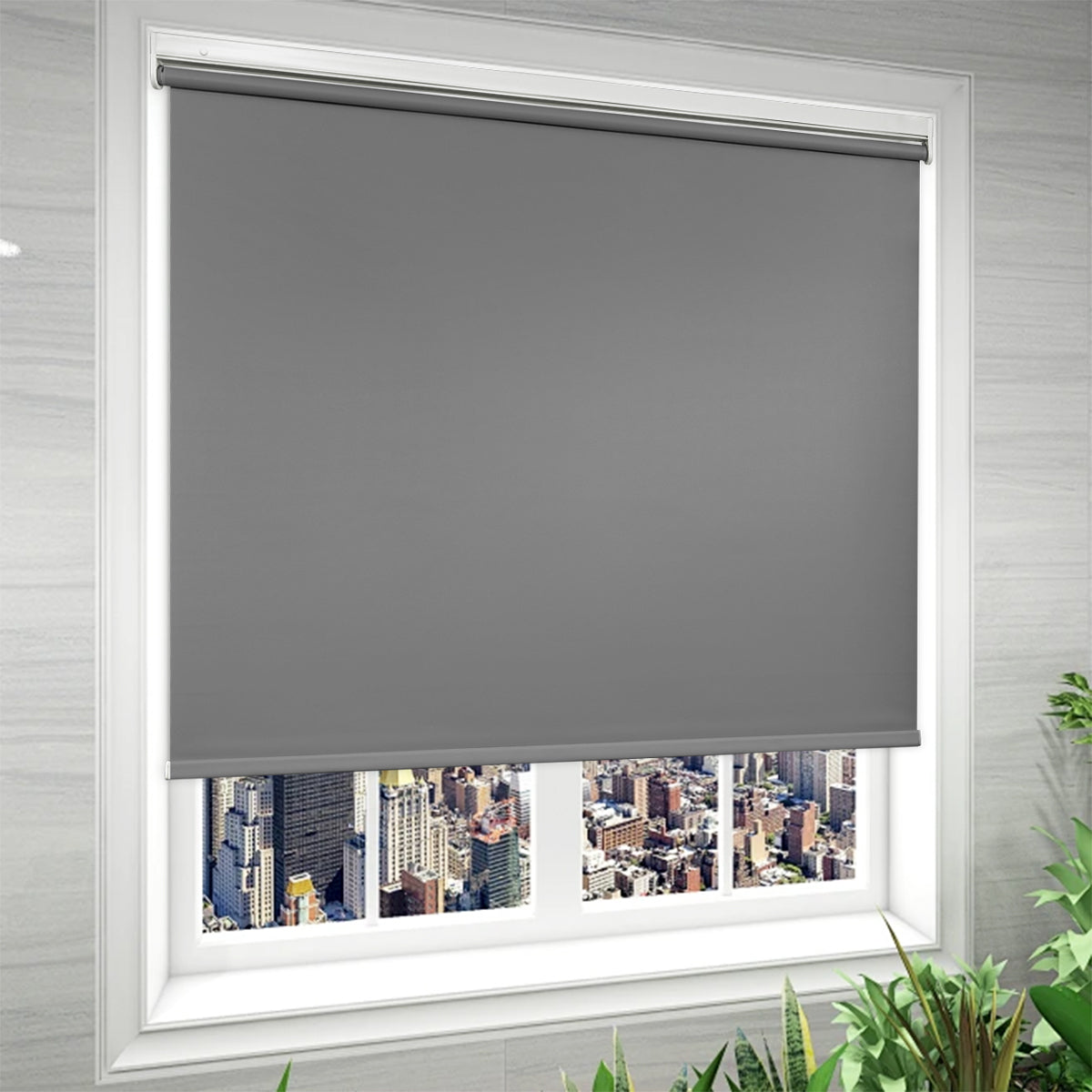 Cordless blackout roller shades for office windows