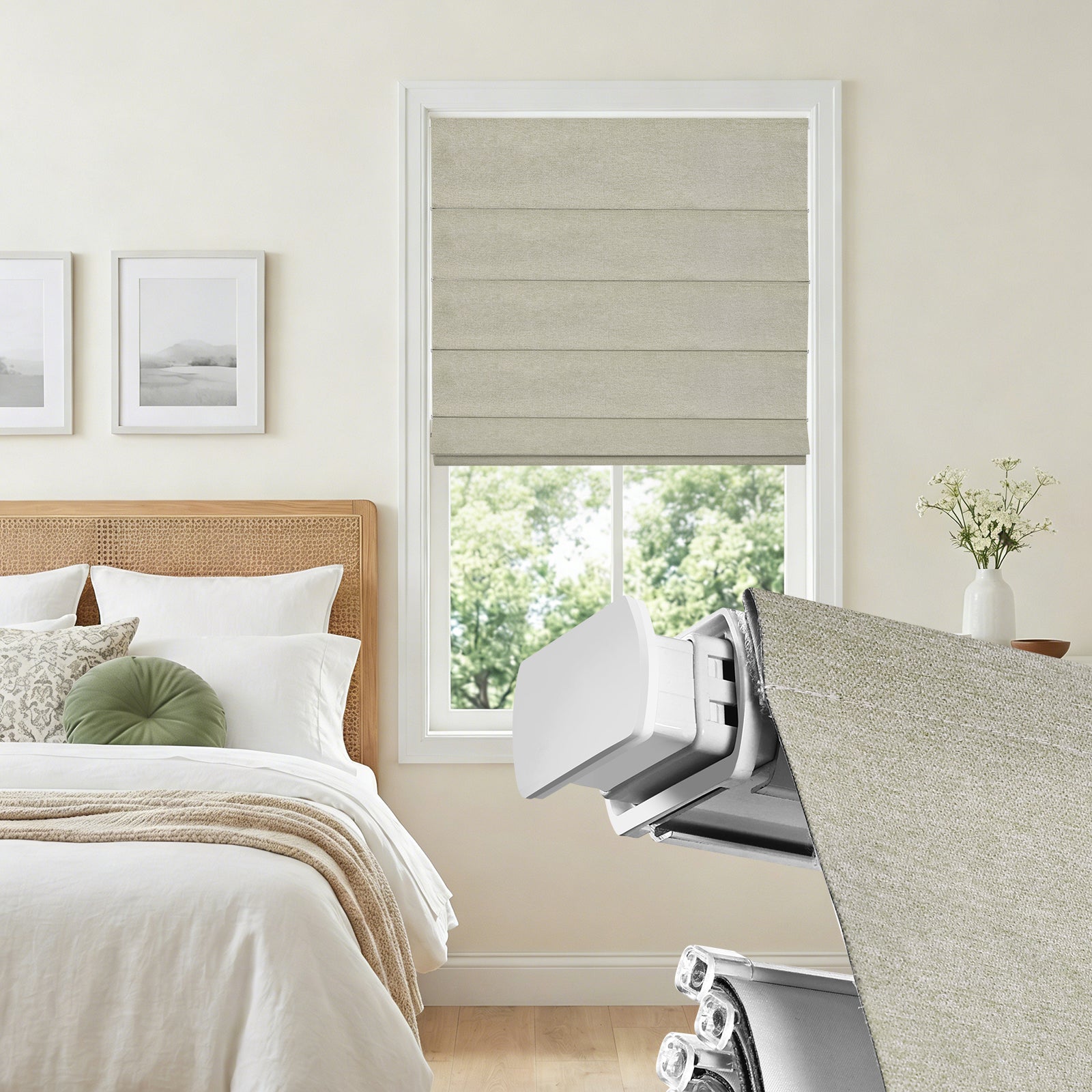 cordless-no-drill-blackout-roman-shades-bedroom-window