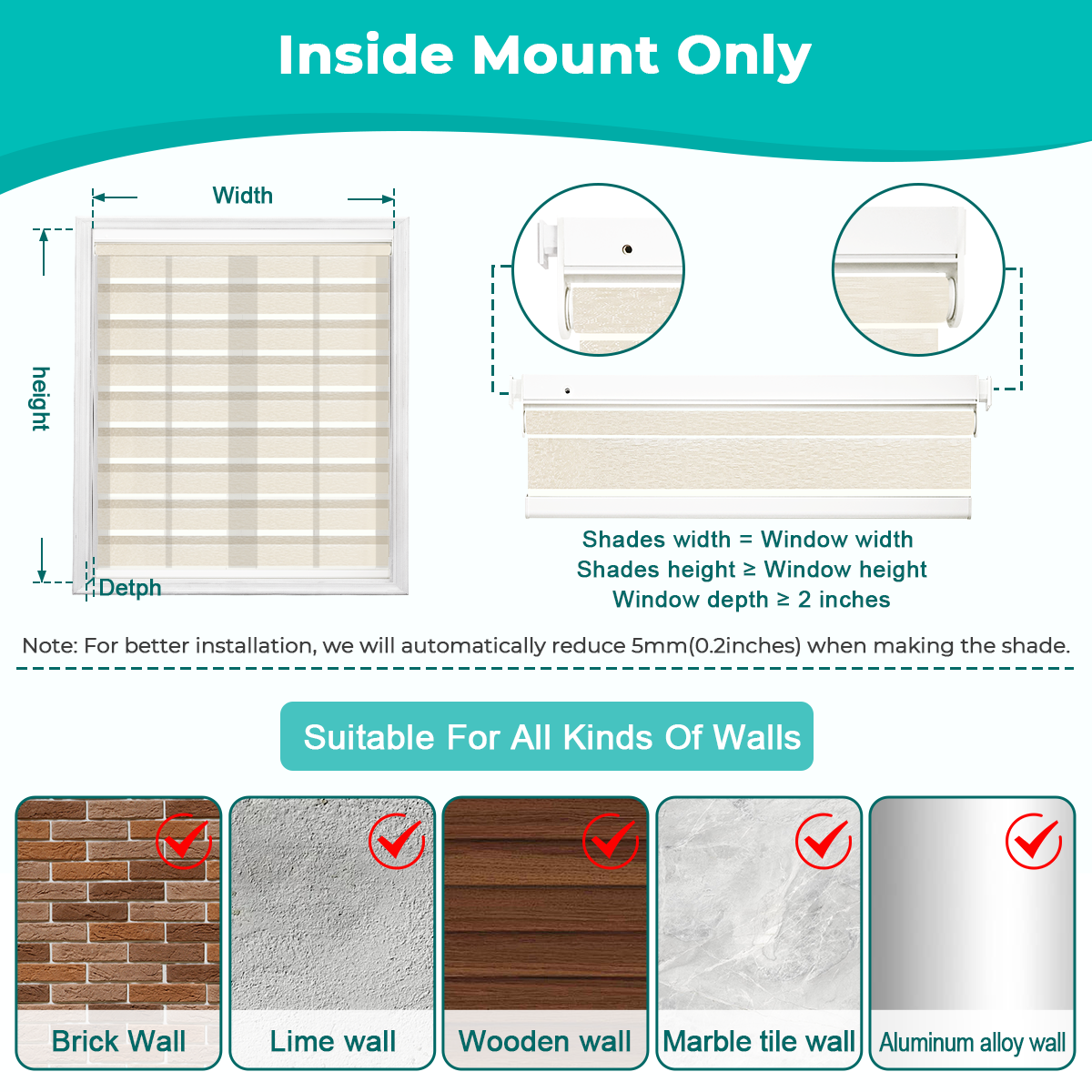 Cordless No-Drill Zebra Blinds Window Measurement Guide for Custom Size