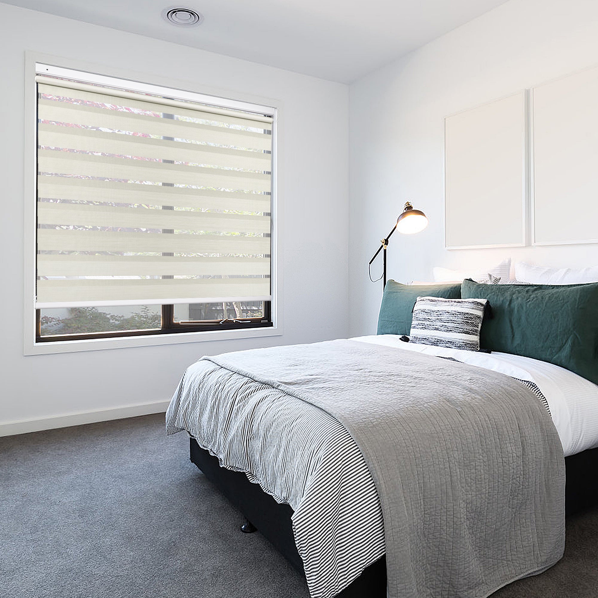 Light Filtering No Drill Cordless Zebra Shades for Bedroom Privacy and Comfort