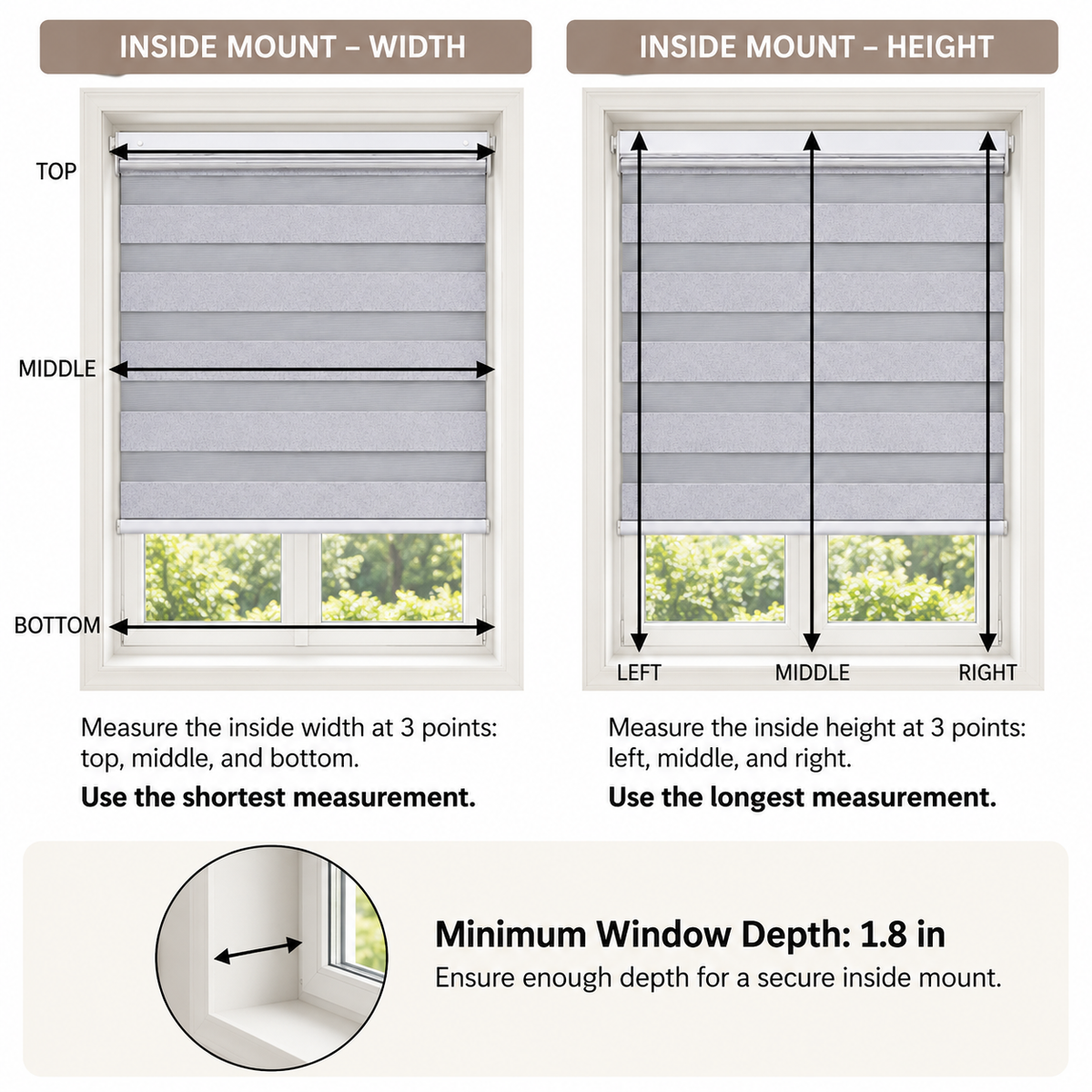 No-Drill Cordless Room-Darkening Zebra Shades – Dual-End Mount