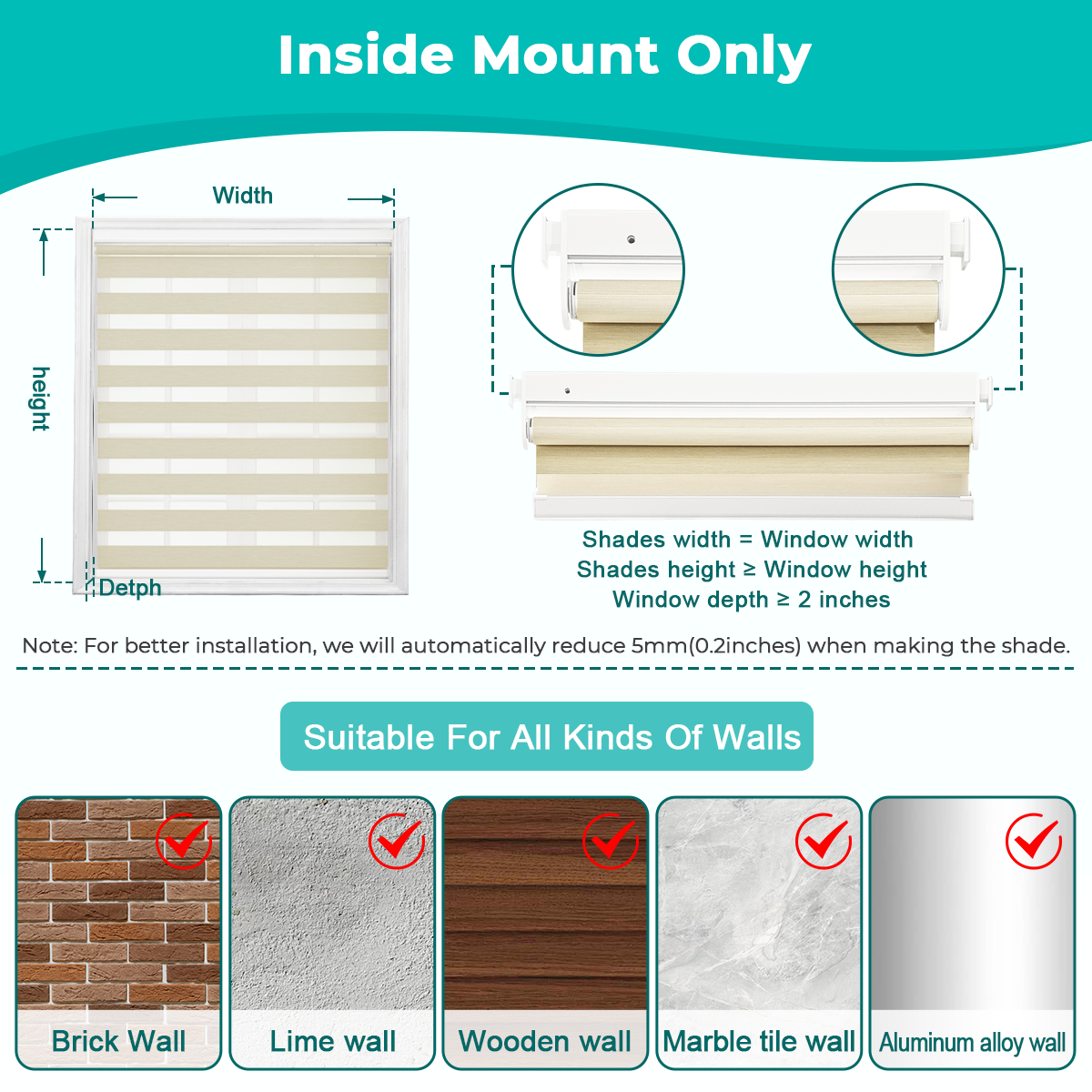 How to Measure for Cordless No Drill Zebra Shades Inside Mount Window Width and Height Guide