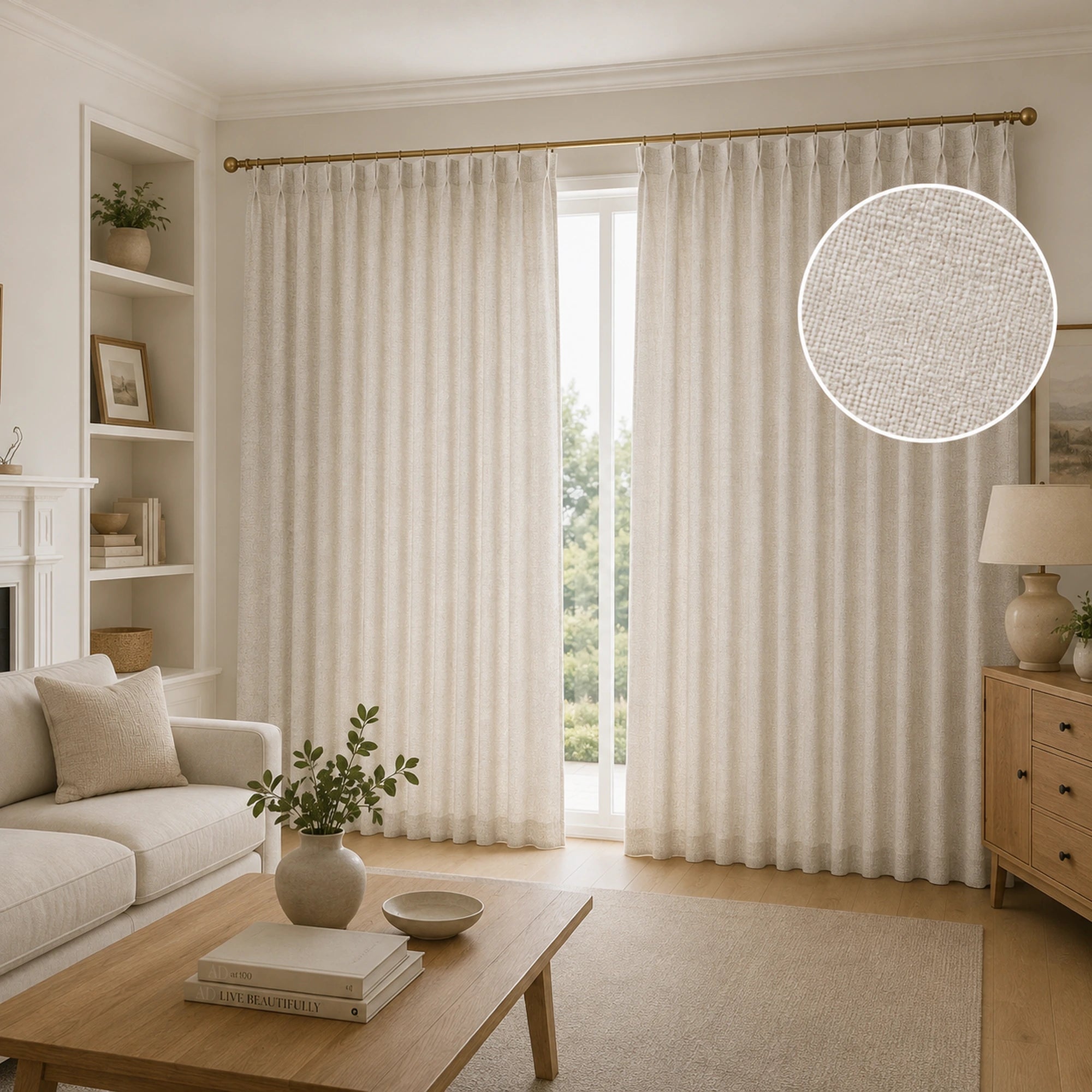 Custom Linen Blend Room Darkening Curtains, 2 Panels – Made to Measure Textured Privacy Drapes, 90% Polyester 10% Linen