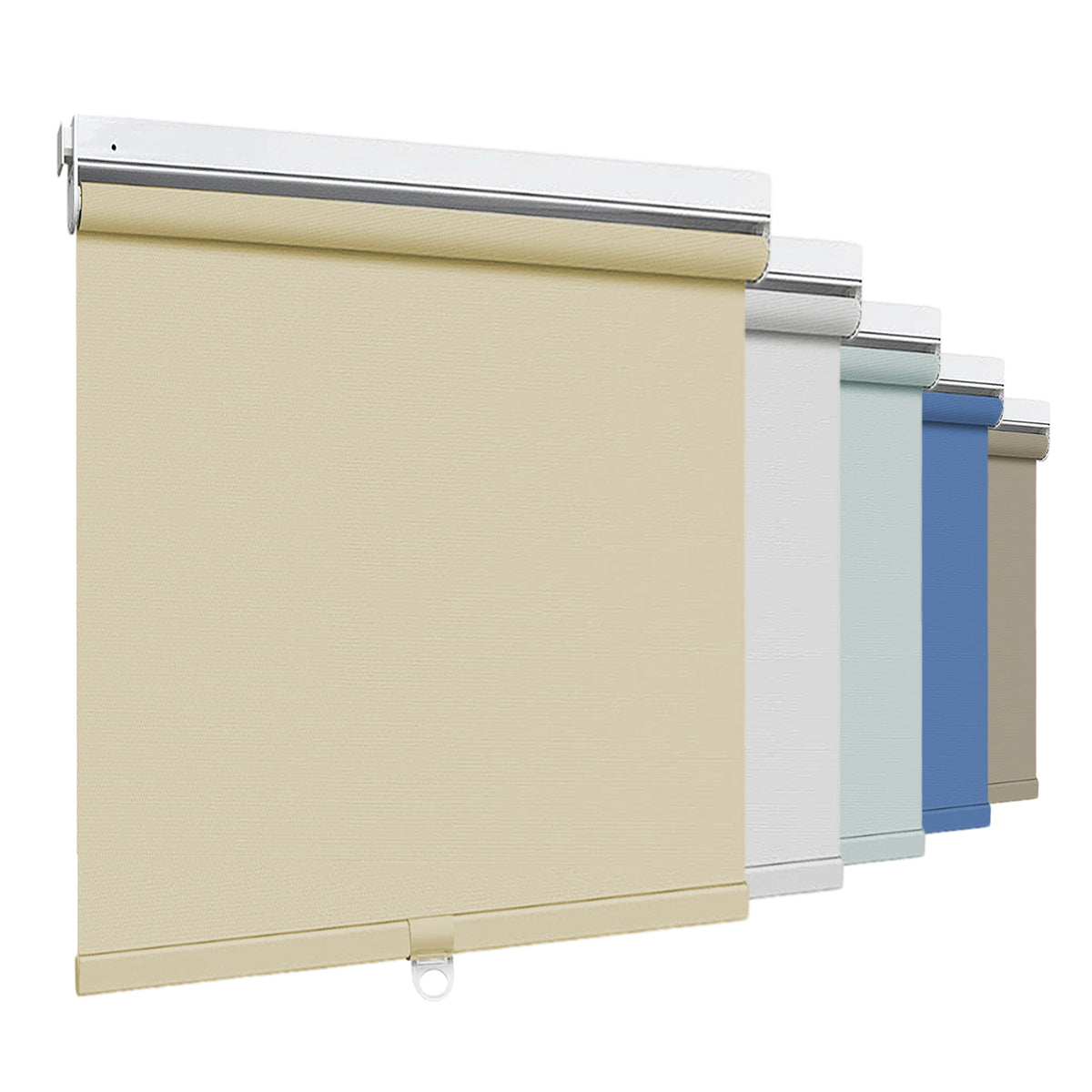 Color options for no drill cordless blackout roller shades
