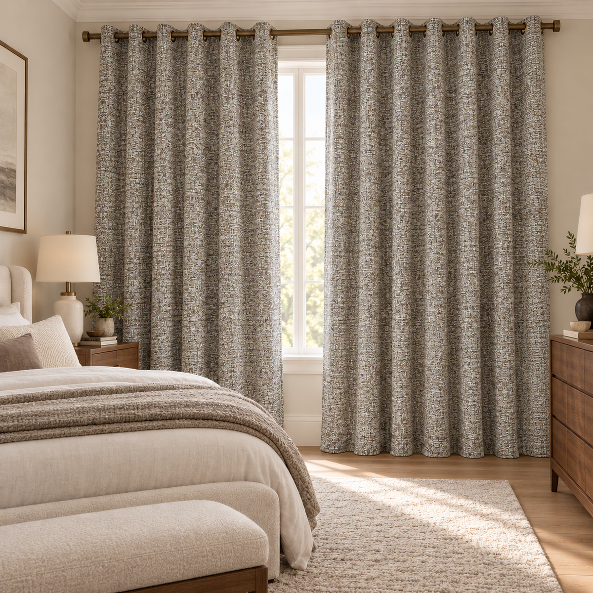 Custom Wool-Linen Blend Grommet Curtains – Cozy Textured Drapes for Fall & Winter
