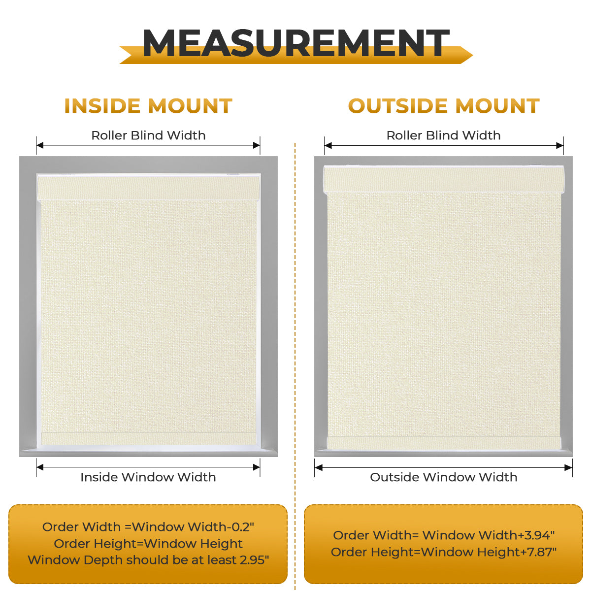 Smart Motorized Blackout Roller Shades Window Measurement Guide for Custom Size