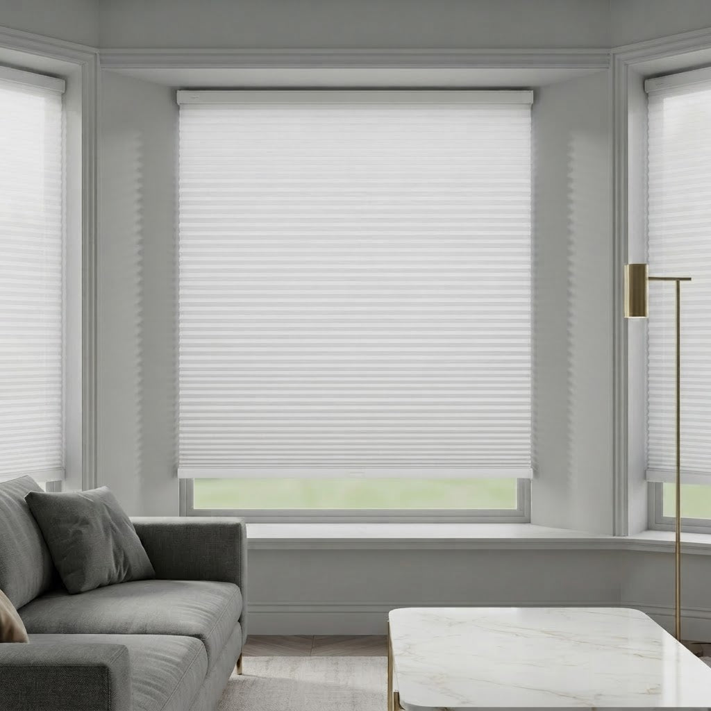 Upgraded Punch‑Free Honeycomb Blinds, Cordless 100% Blackout Fabric, Inside Mount Custom Cellular Shades