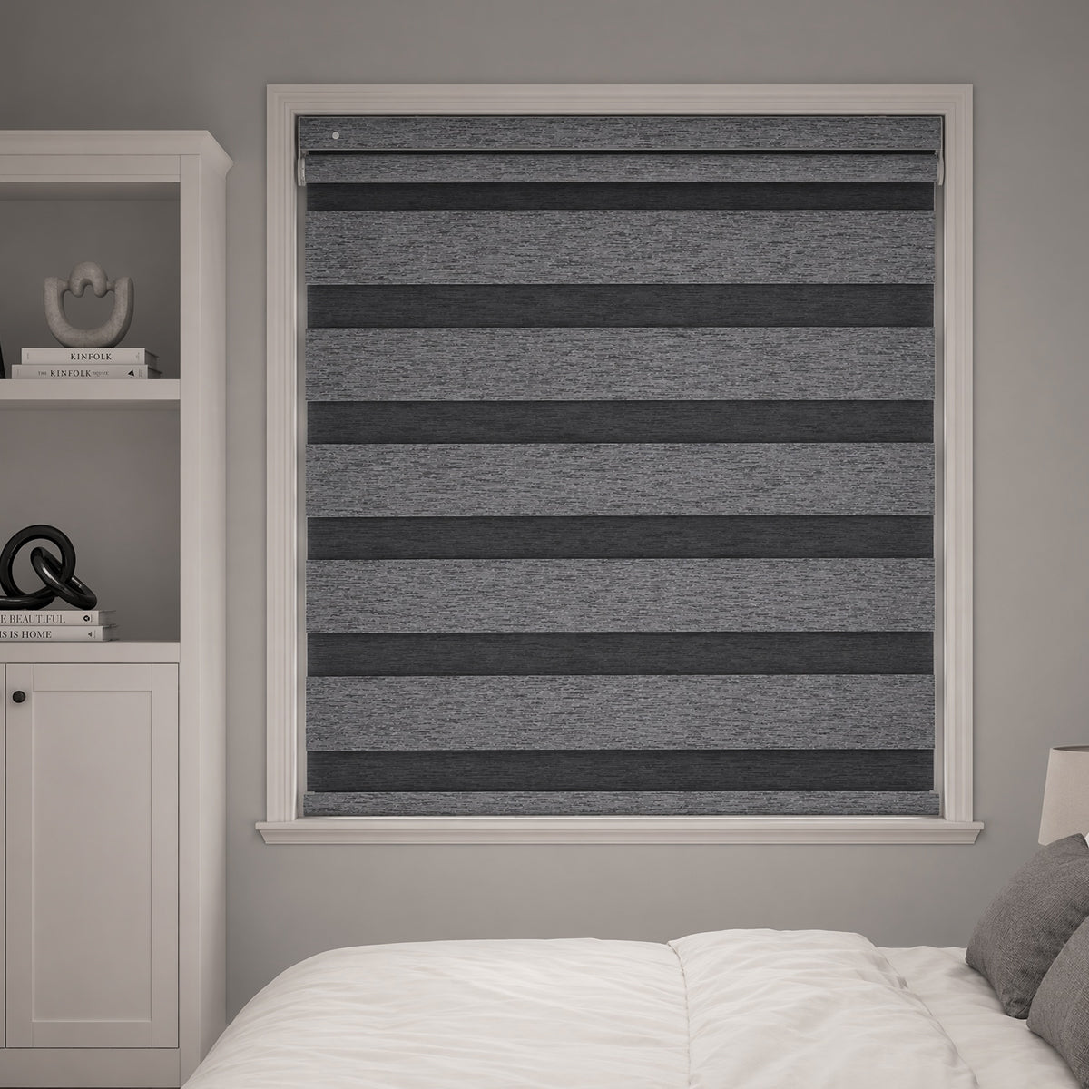 Custom No-Drill Cordless Zebra Blinds Blackout – 100% Light Blocking Window Shades for Home