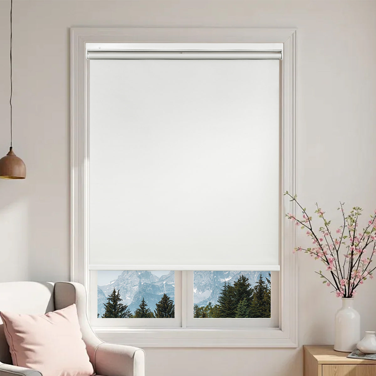 No Drill Cordless Roller Shades No Tools 100% Blackout Roller Windows Blinds Waterproof Fabric Privacy Blinds Thermal Insulated Tension Shades for Home Office