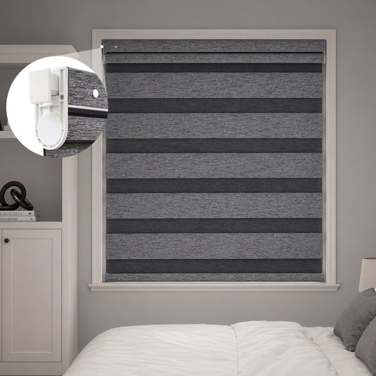 Custom No-Drill Cordless Zebra Blinds Blackout – 100% Light Blocking Window Shades for Home