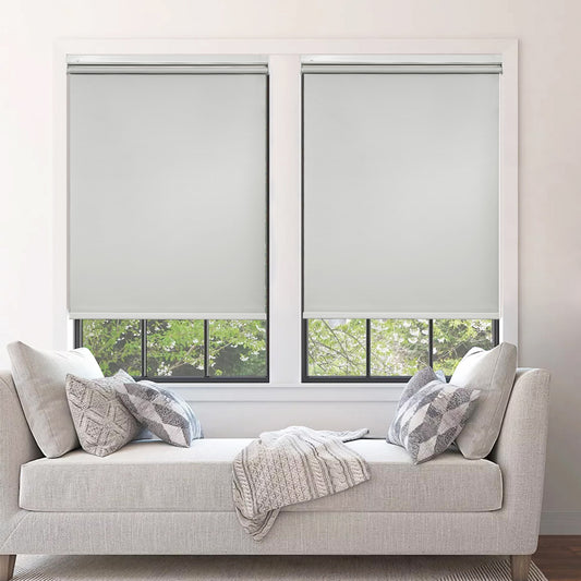 No Drill Cordless Roller Shades No Tools 100% Blackout Roller Windows Blinds Waterproof Fabric Privacy Blinds Thermal Insulated Tension Shades for Home Office
