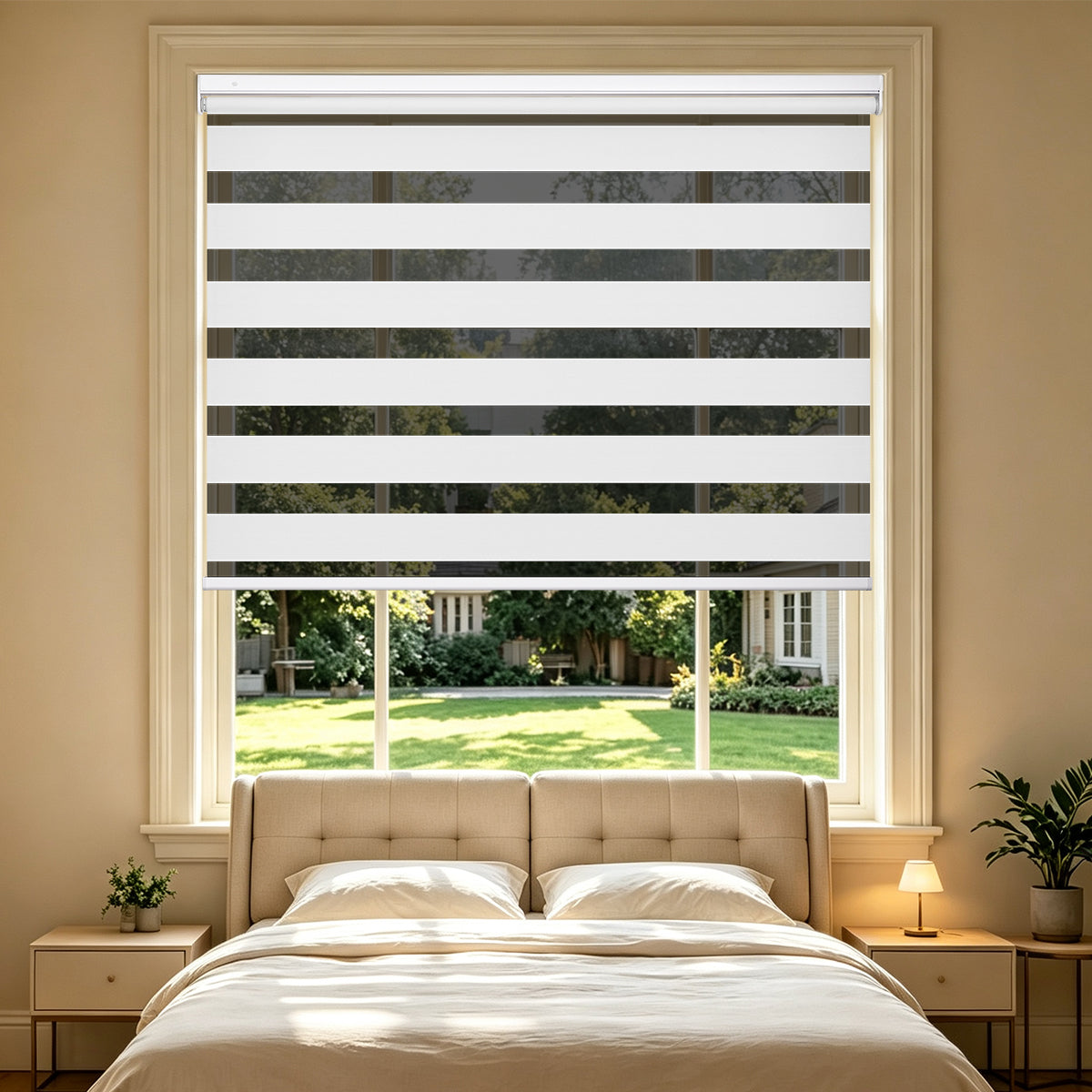 No Drill Cordless Blackout Zebra Shades – 98–100% Light Blocking, Custom Made to Measure