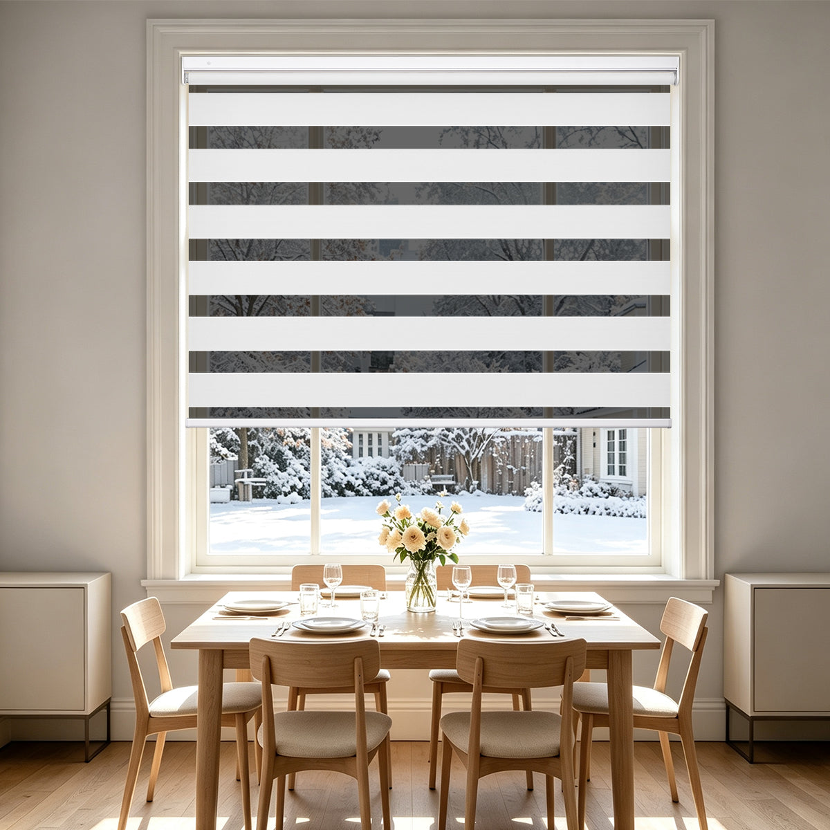No Drill Cordless Blackout Zebra Shades – 98–100% Light Blocking, Custom Made to Measure