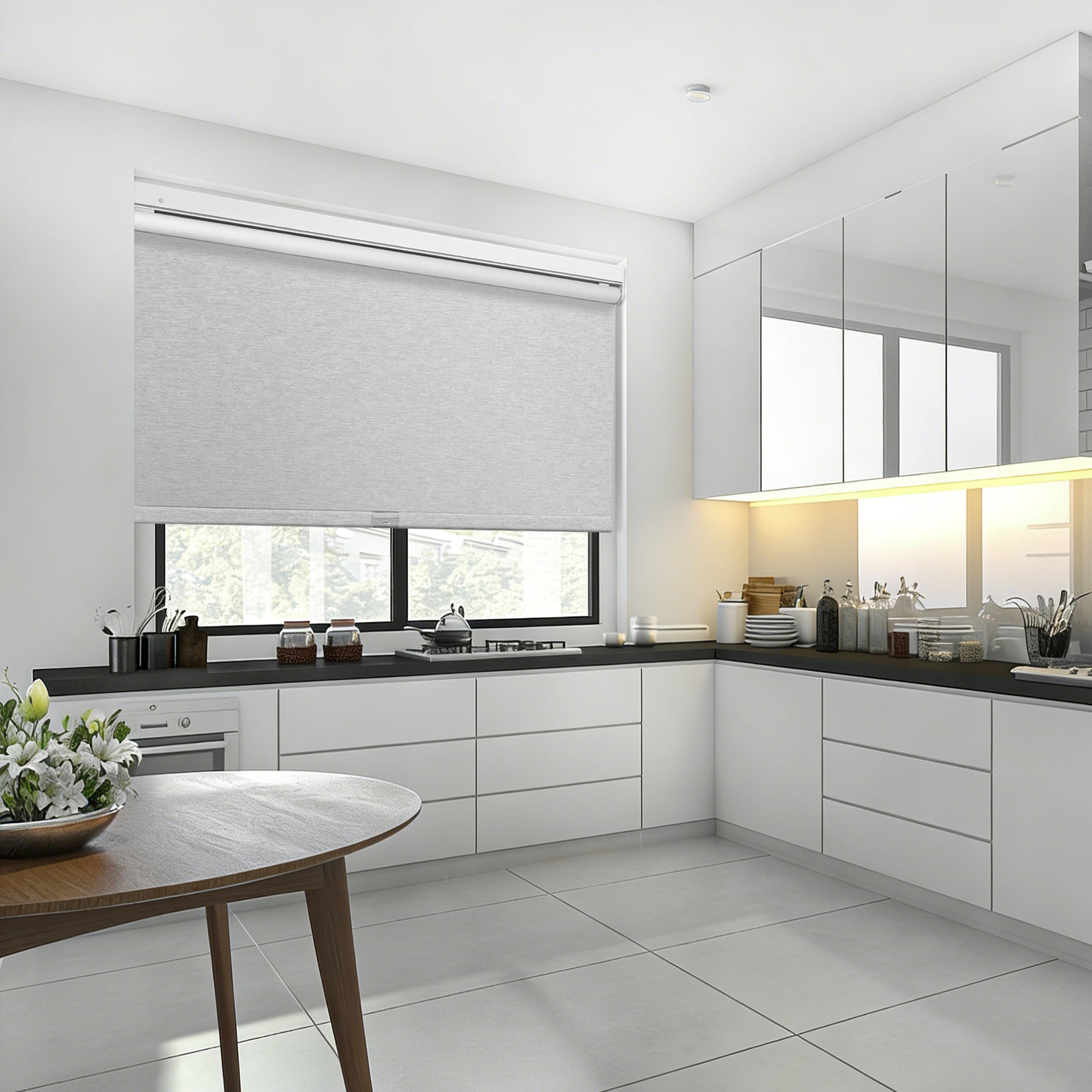 30 Seconds Quick-Fit No Drilling Cordless Push-Pull 100% Blackout Roller Shade