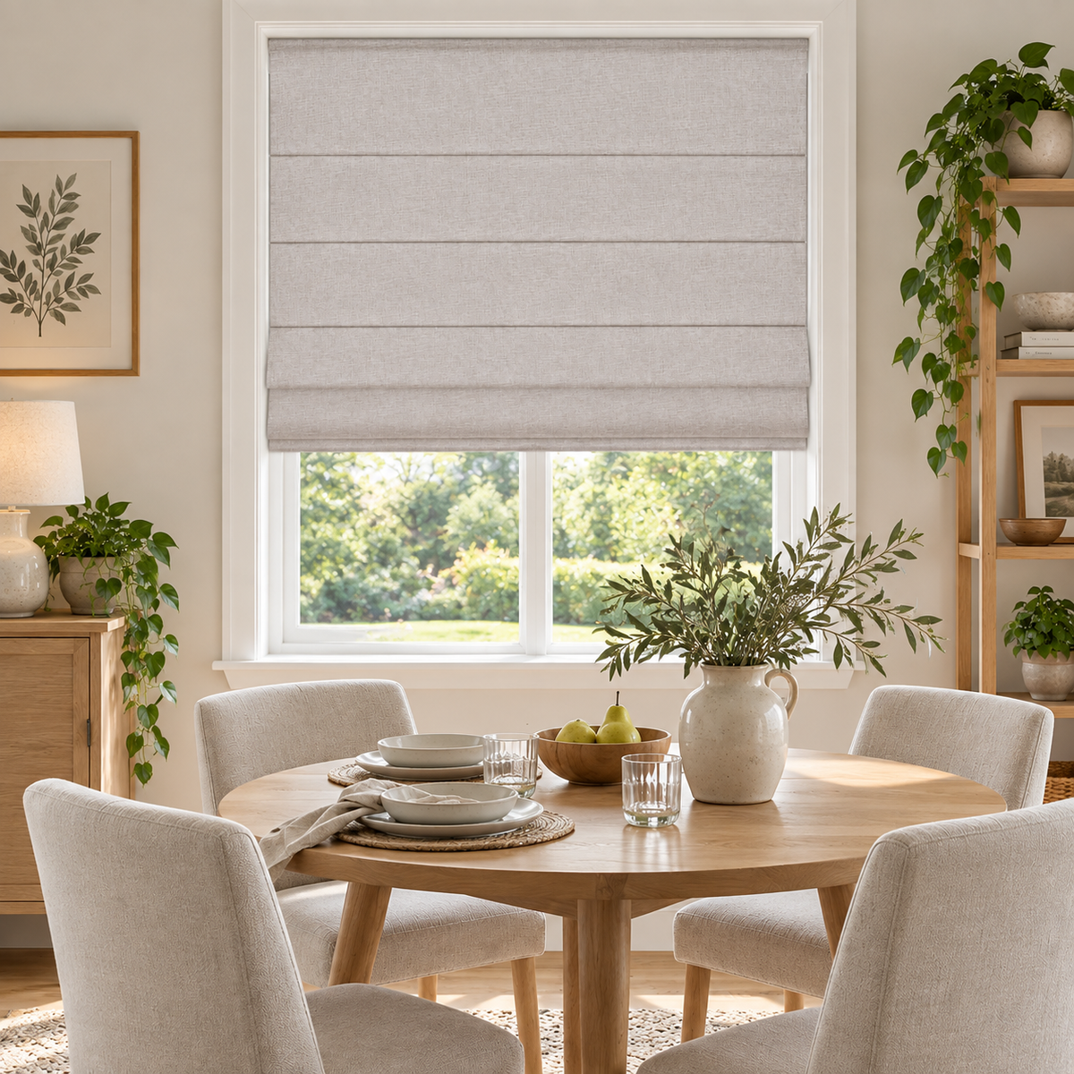 Custom No Drill Cordless Blackout Roman Shades – Thermal Comfort