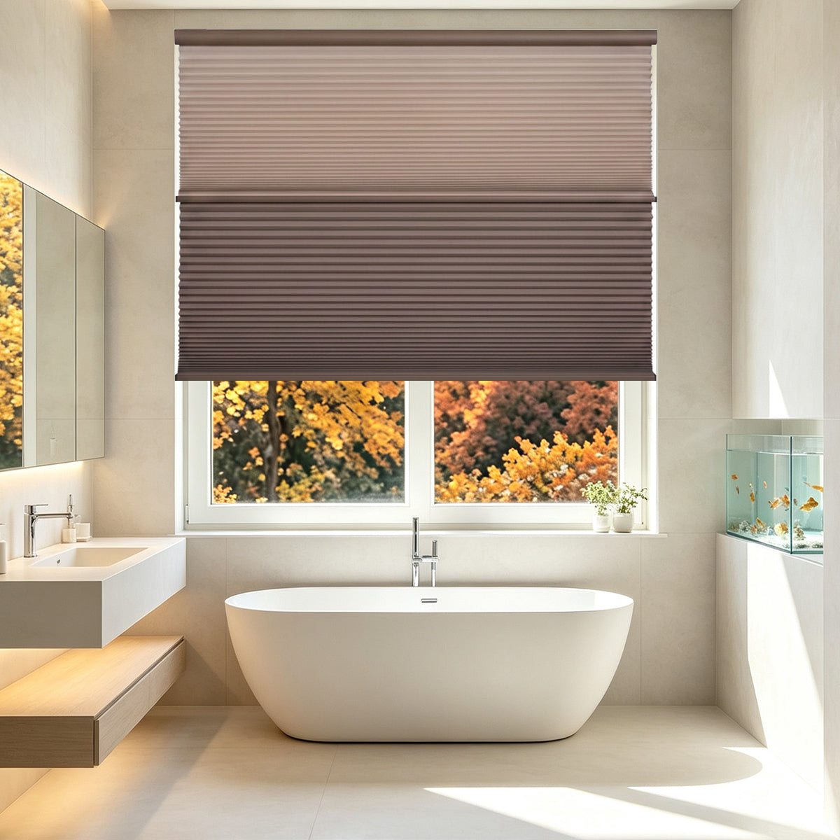 Custom Cordless Day Night Cellular Shades – Dual Layer Honeycomb Blinds, Blackout & Light Filtering Window Shades, Energy Efficient Custom Blinds