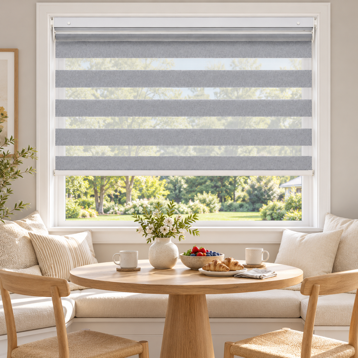 No-Drill Cordless Room-Darkening Zebra Shades – Dual-End Mount